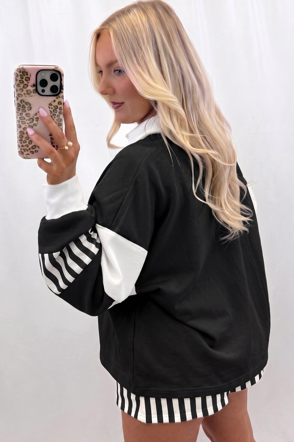 Black Stripe Pullover Set