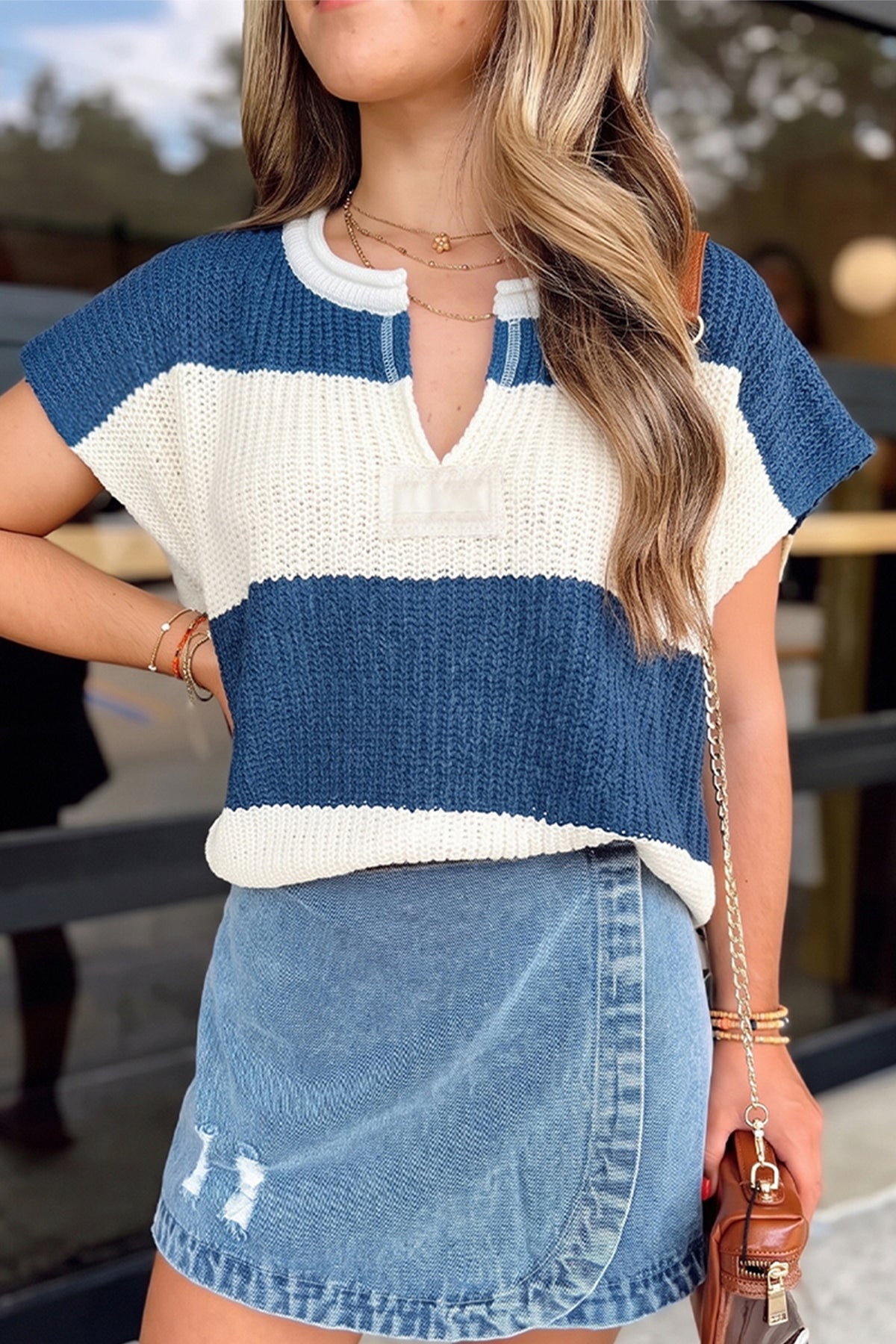 V Neck loose sweater top