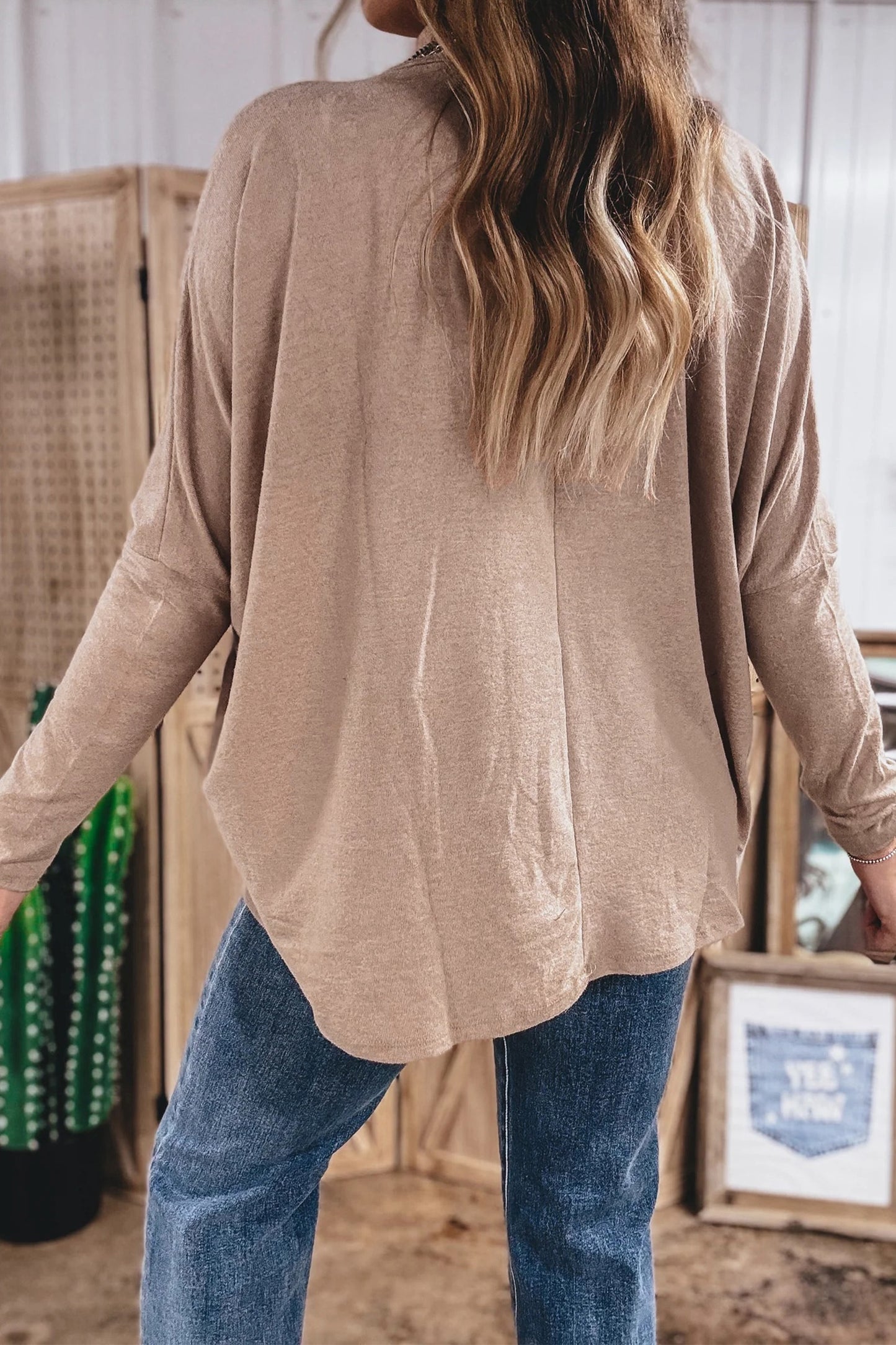 High neck loose Long Sleeve Top