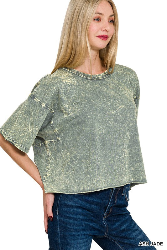 Acid Wash Boxy Crop
