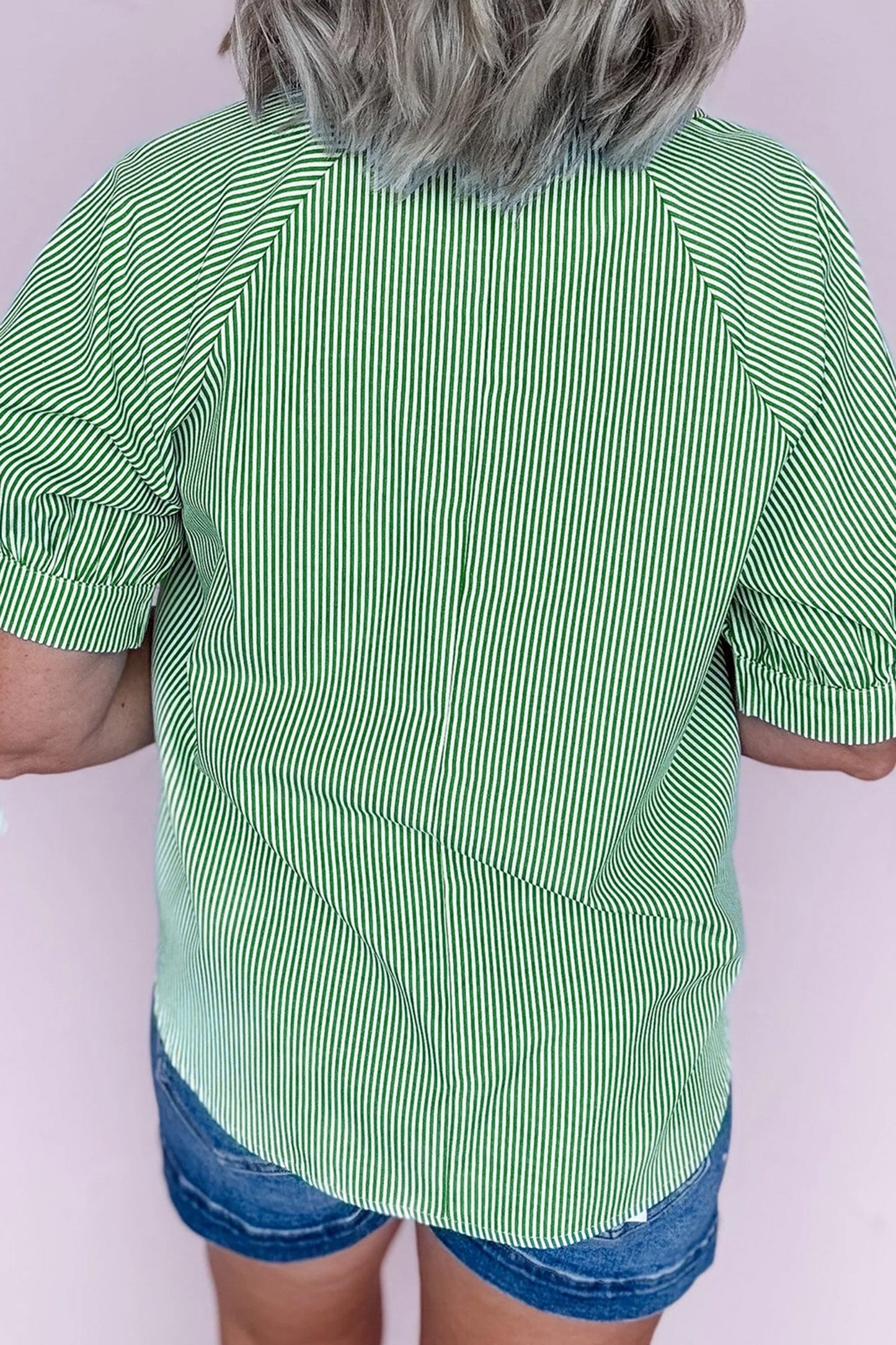 Green Pinstripe Top