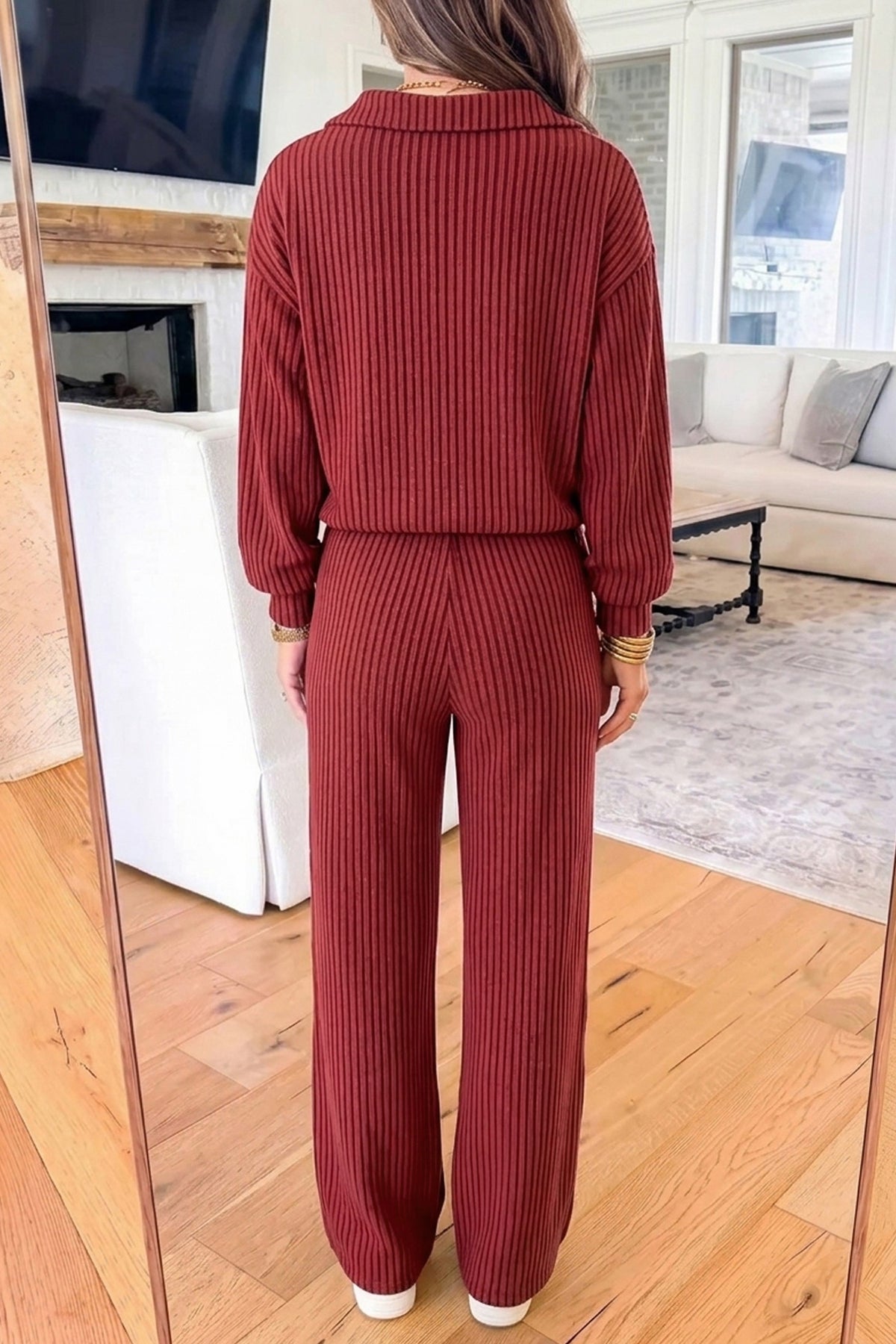 Racing red ribbed set
