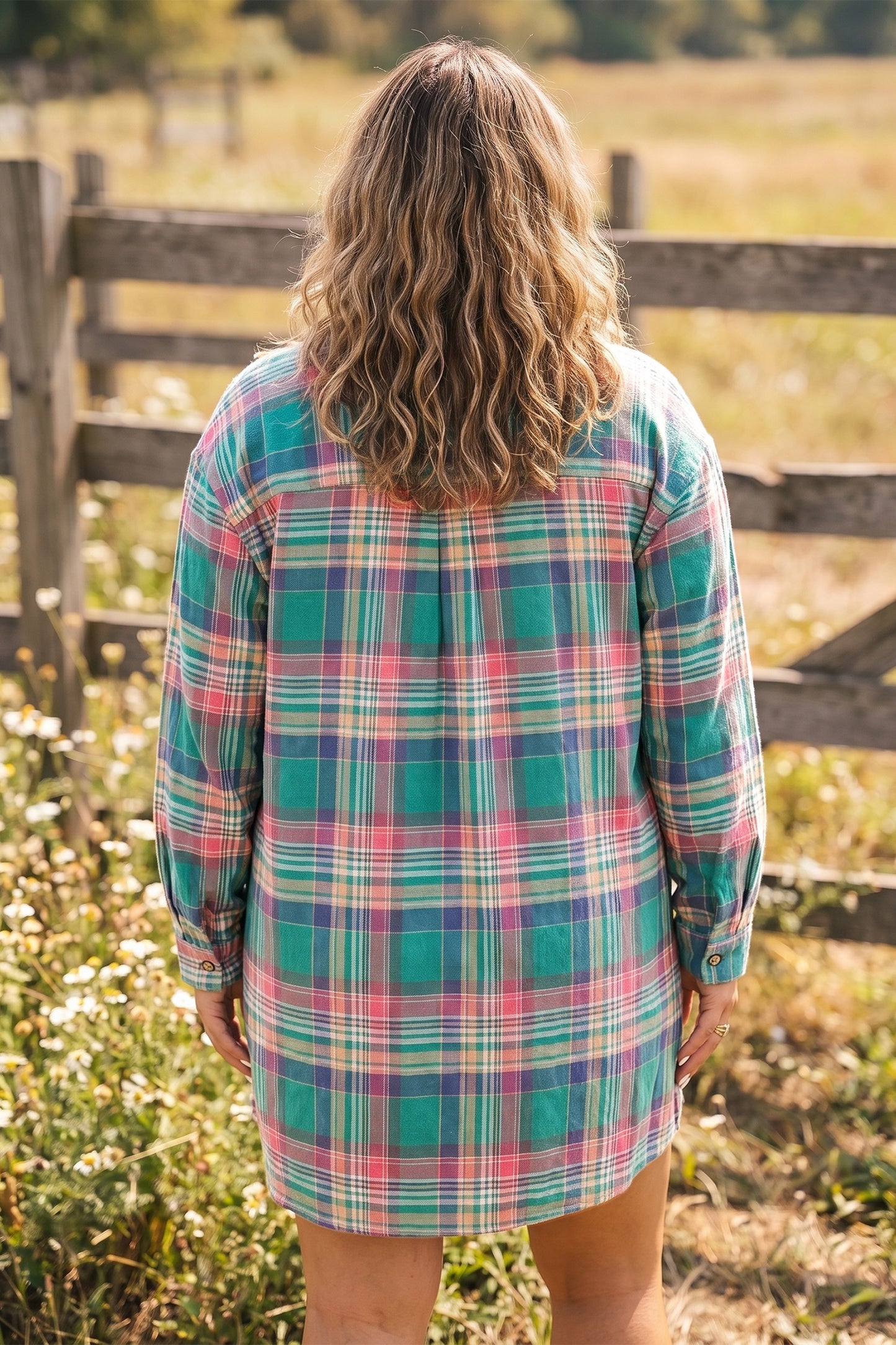 Green Plaid Plus Dress