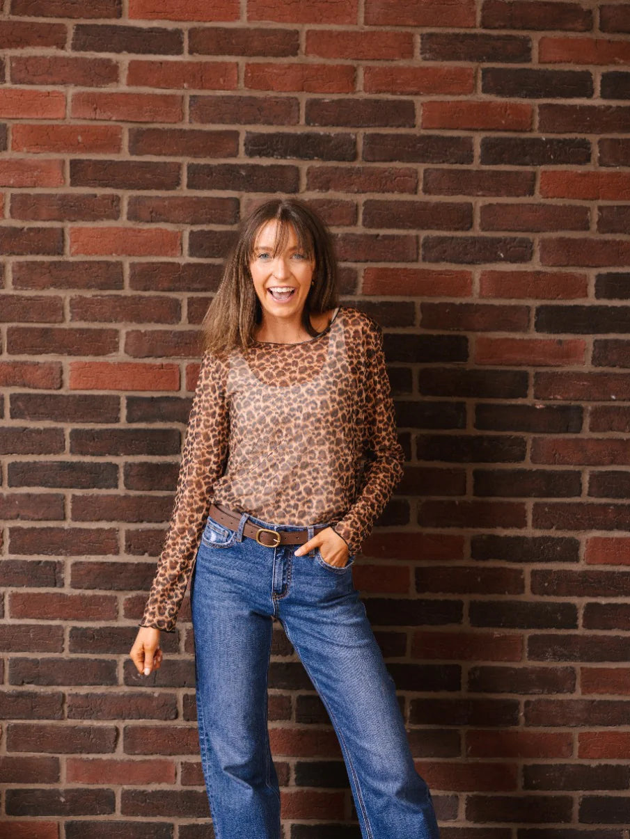 Leopard mesh top