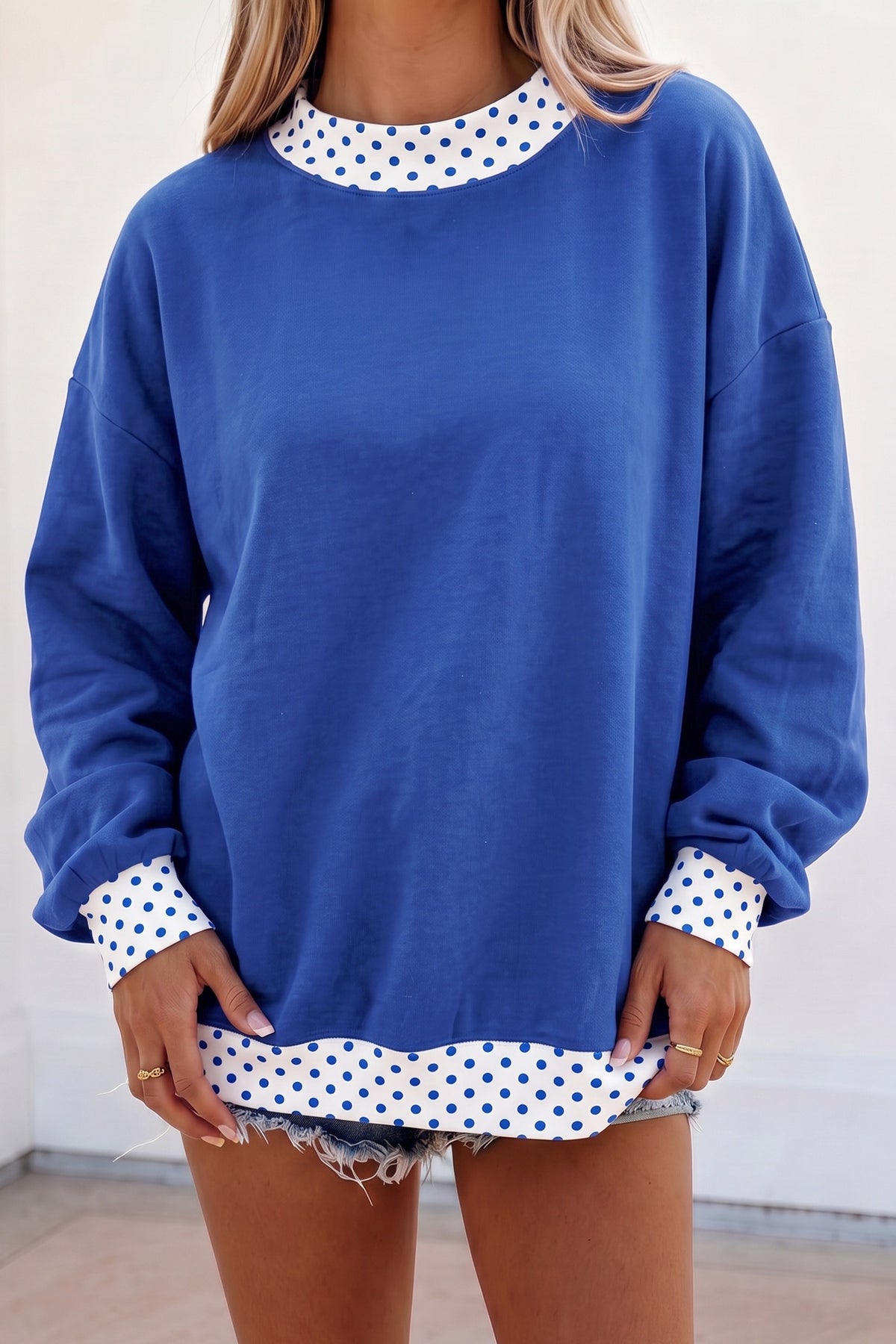 Blue Polka Dot Sweatshirt