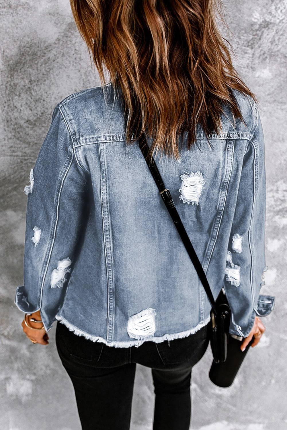 Sky blue lapel denim jacket
