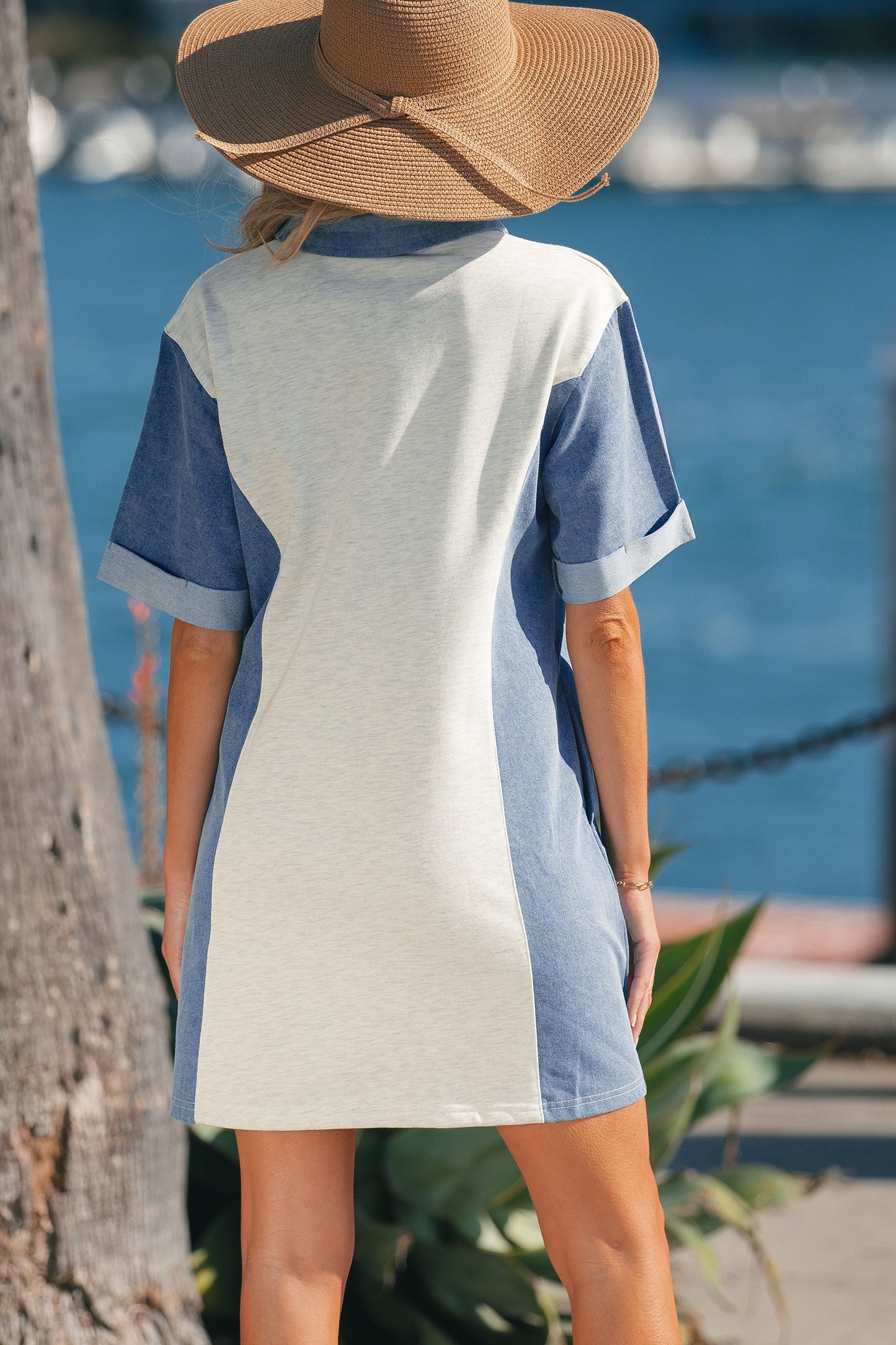 Gray Denim Patchwork Dress