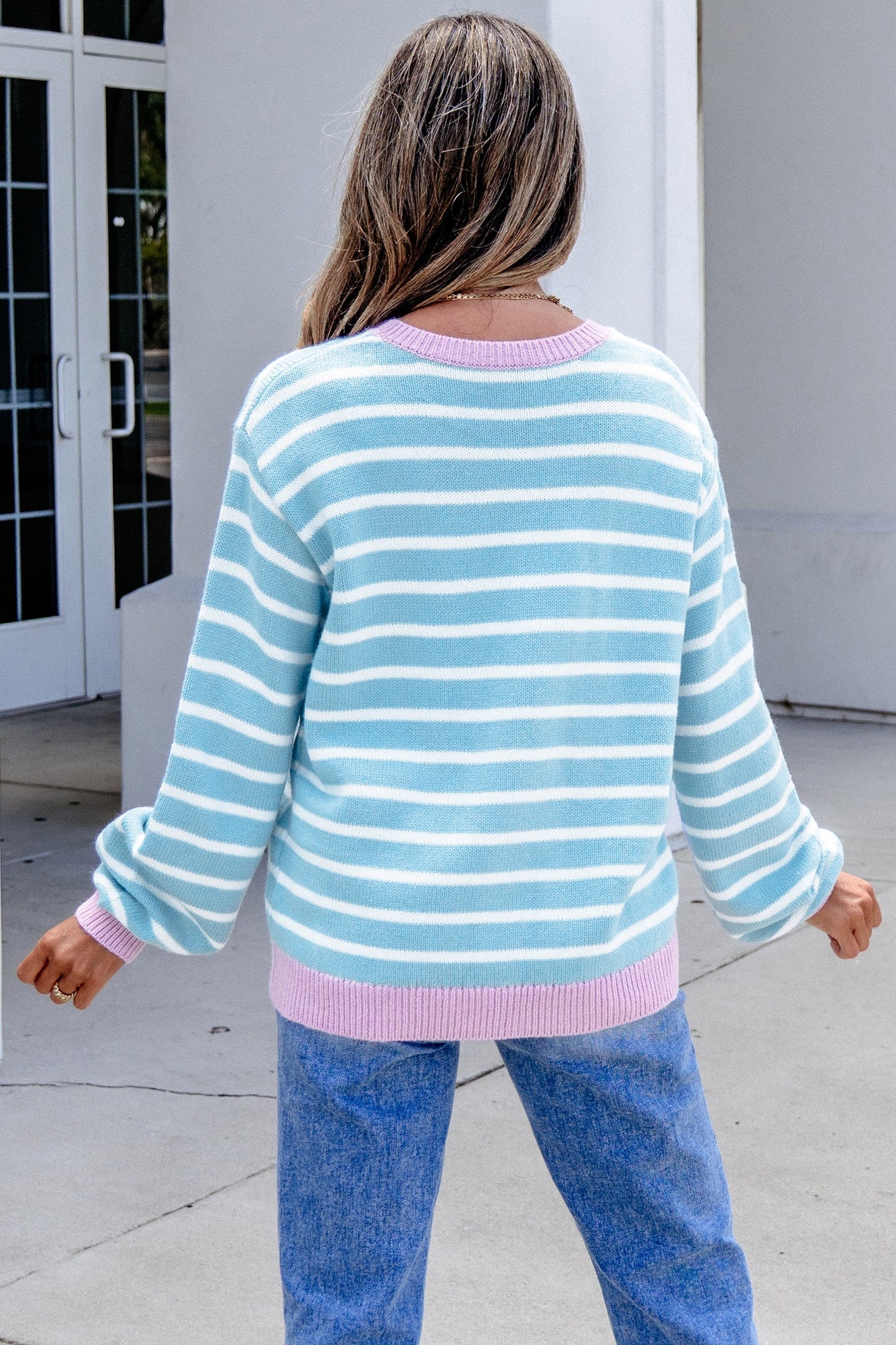Sky Blue Stripe Cardigan