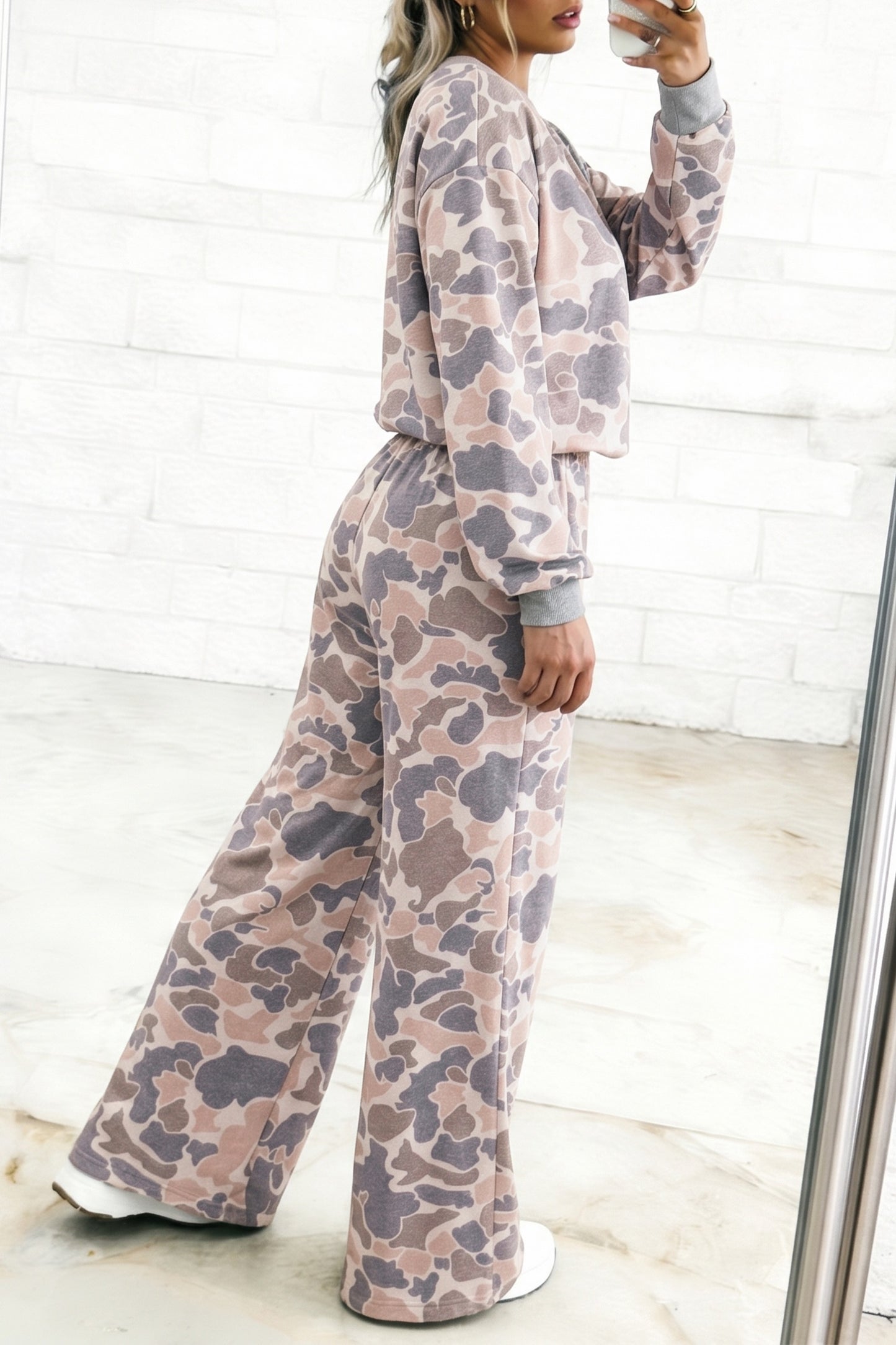 Long sleeve camo lounge set