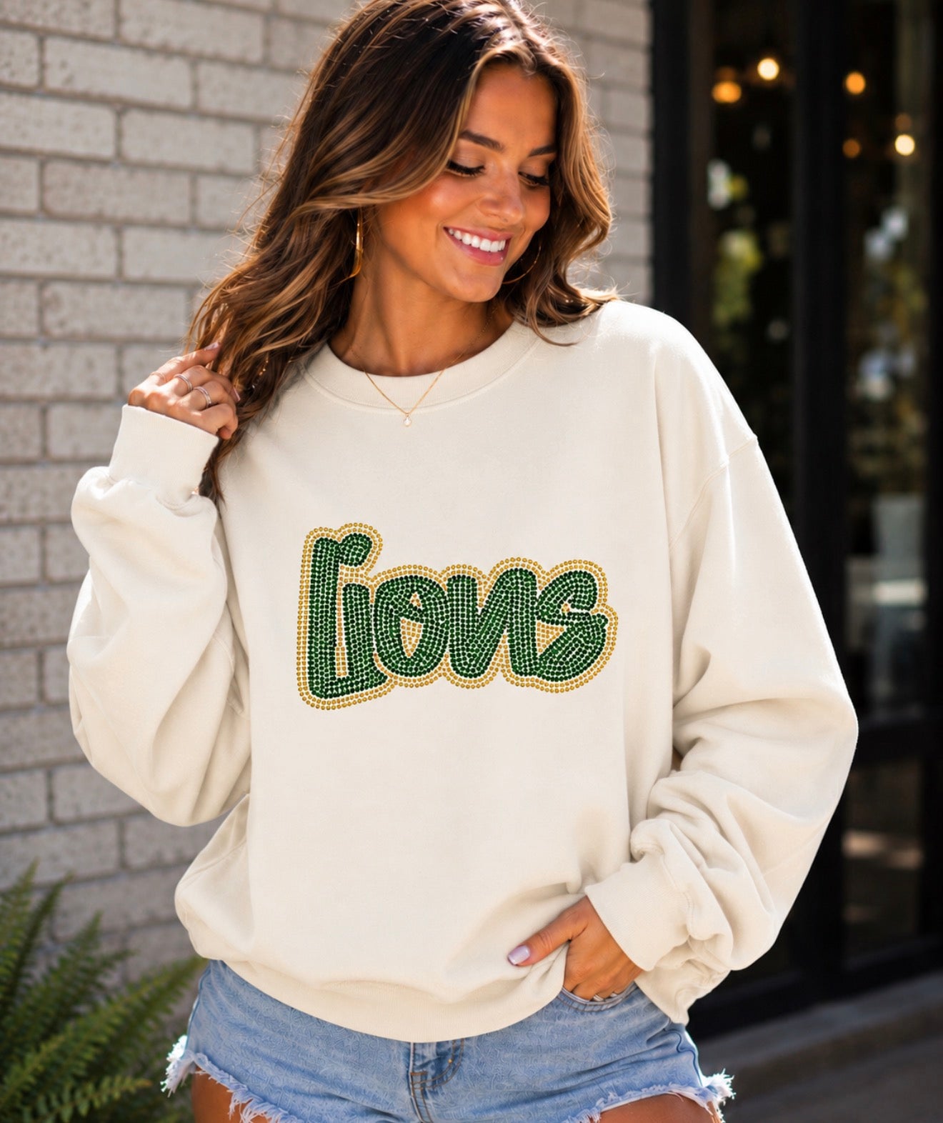 Cursive Mascot Spangle Crewneck
