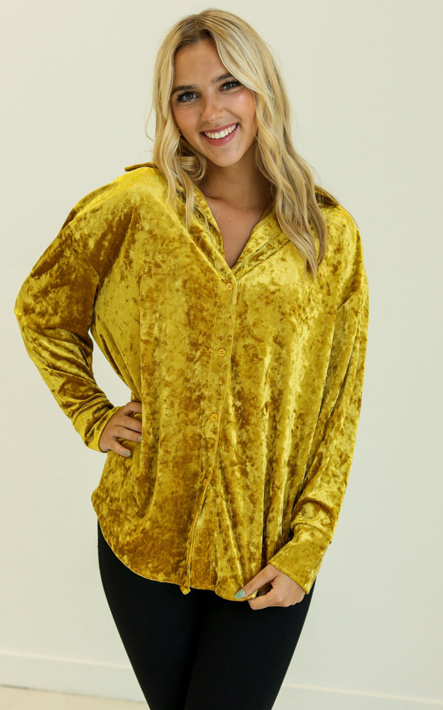 KATHRYN CLASSIC BUTTON-UP,VELVET