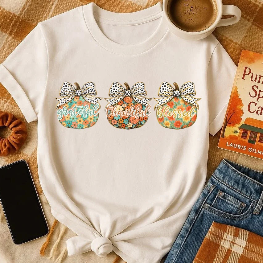 Grateful thankful, blessed pumpkins