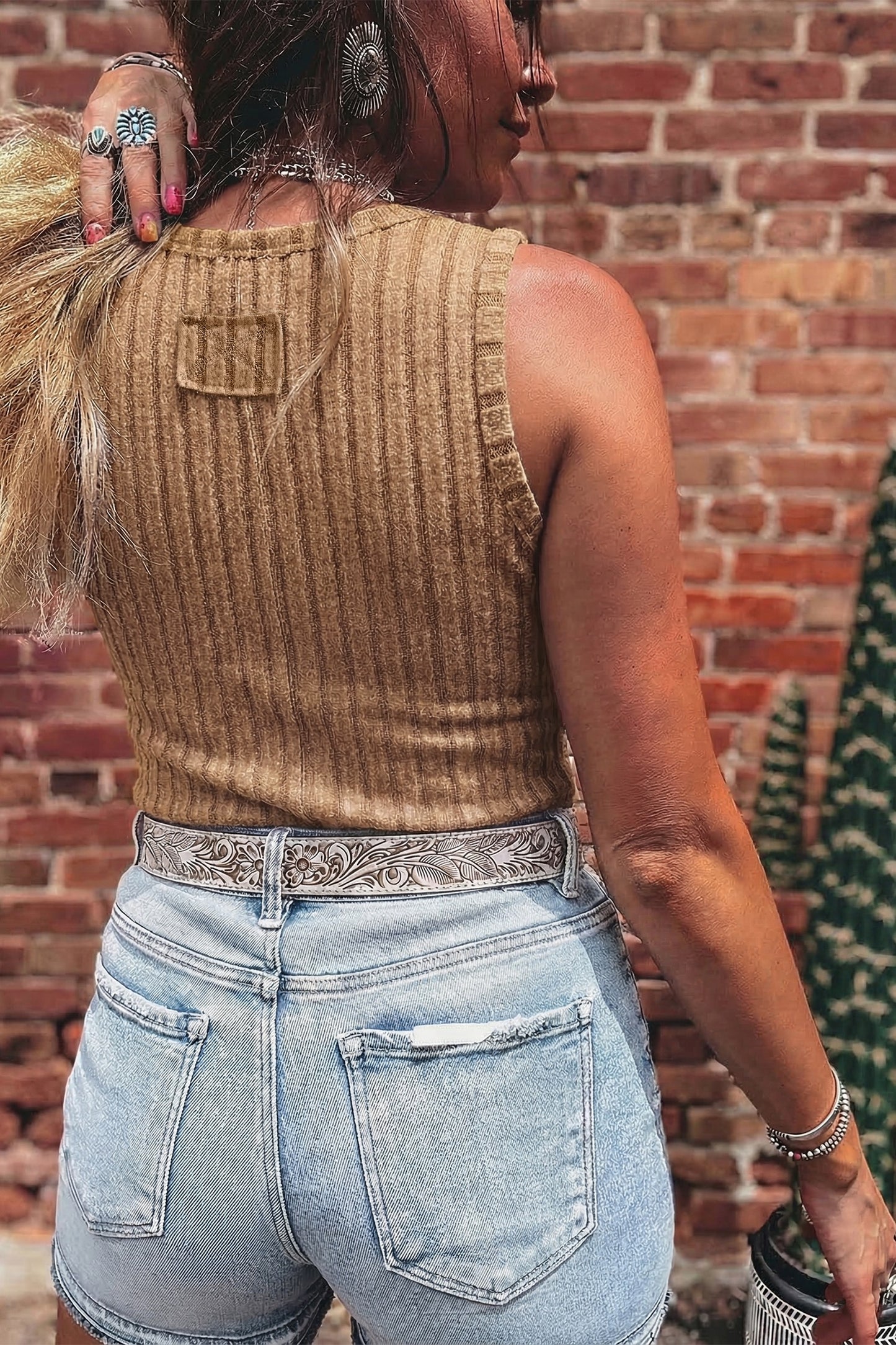 Camel ribbed tank