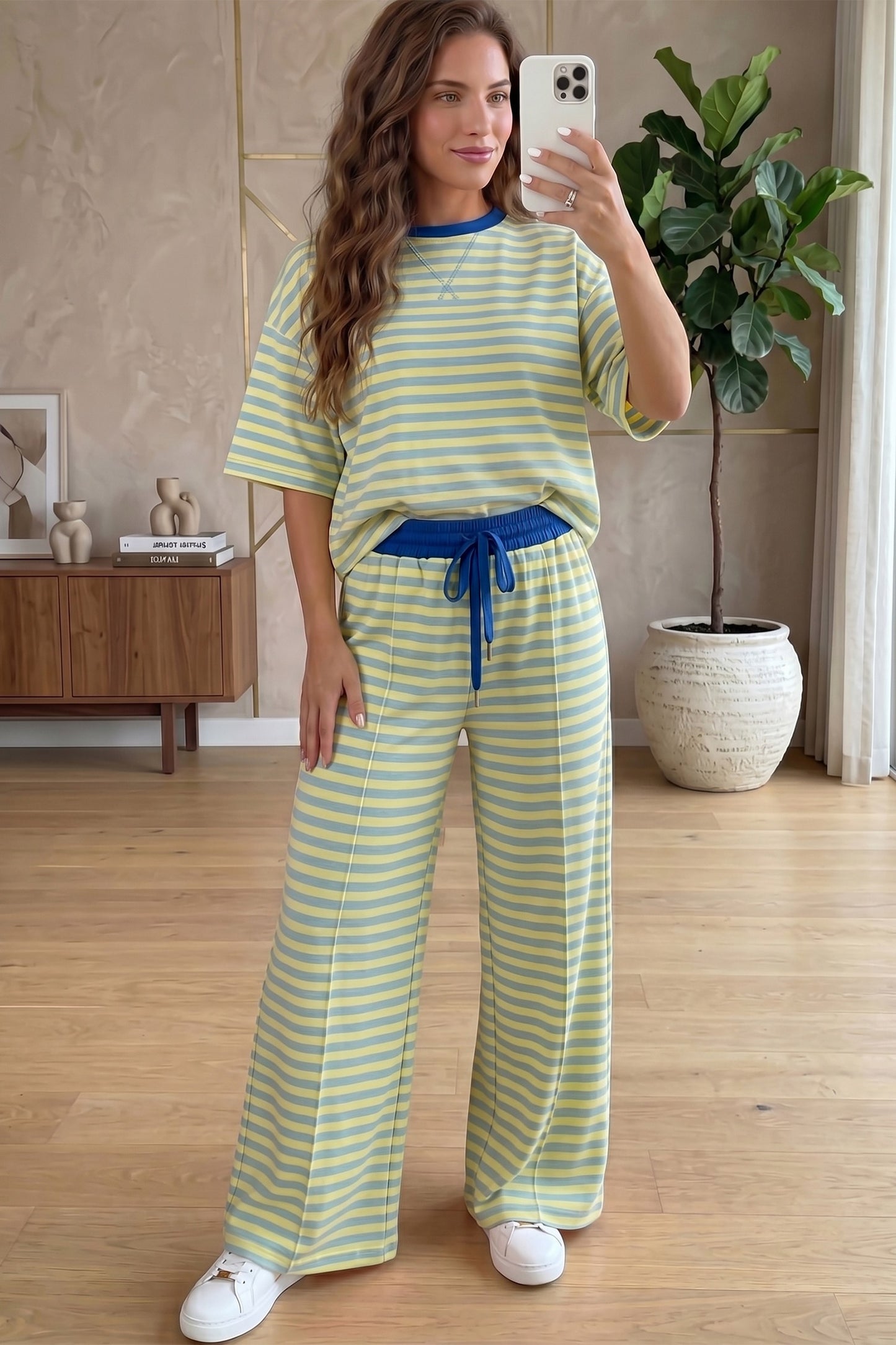 Yellow and Blue Pant Set