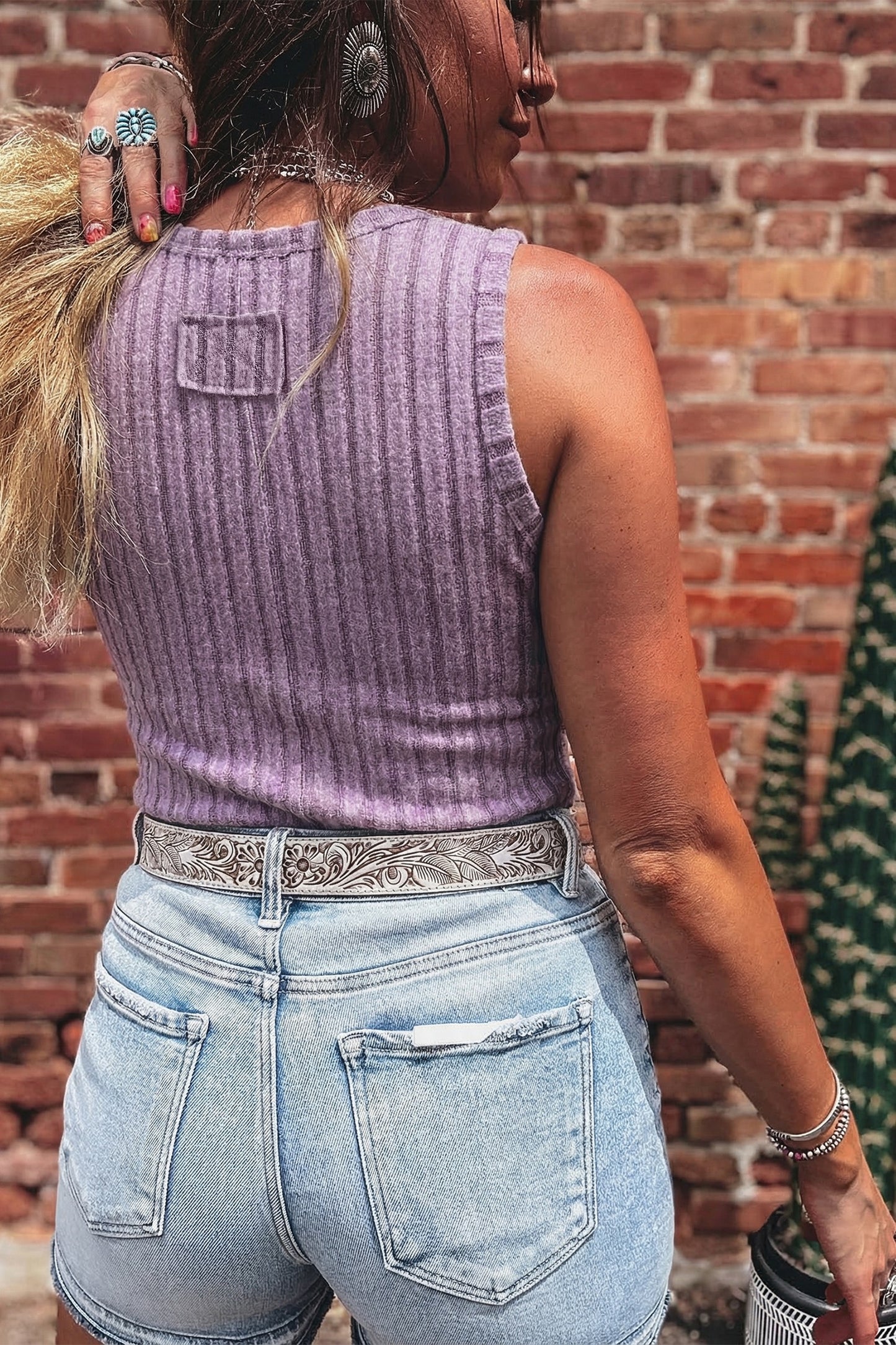Purple ribbed tank