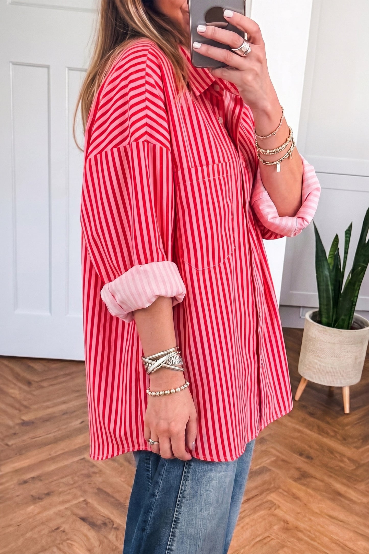 Red Stripe button down