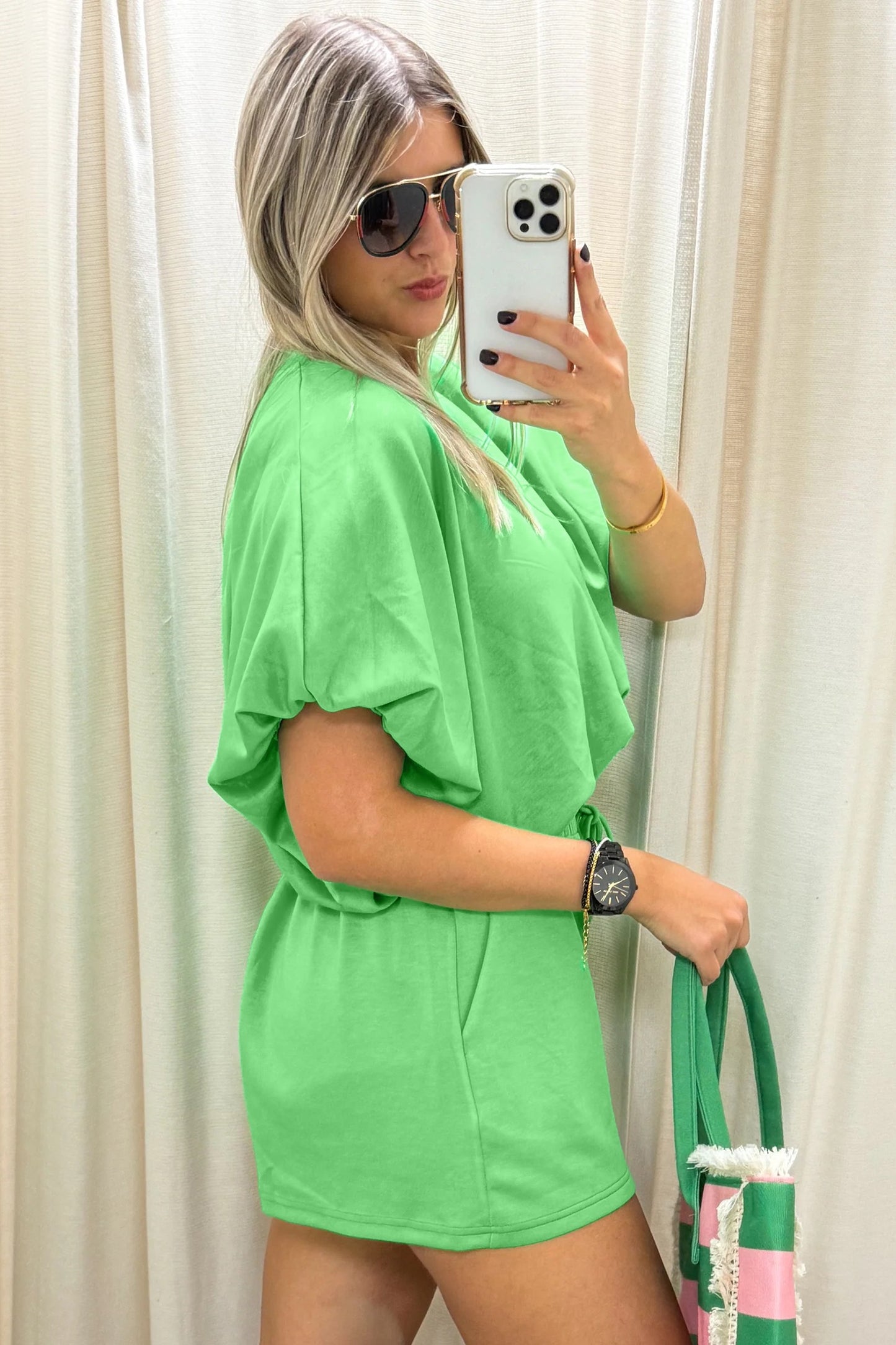 Green Puff Sleeve set