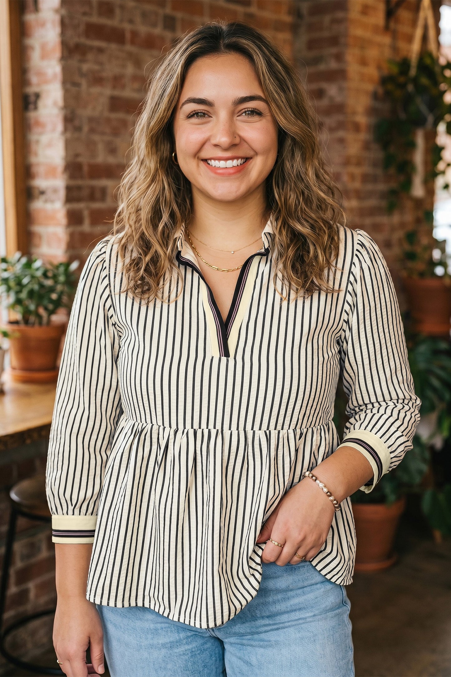 Black Stripe Baby Doll Top