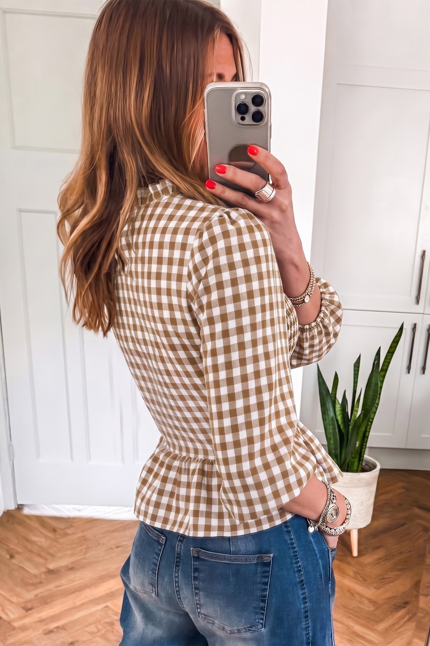 Brown Peplum Top