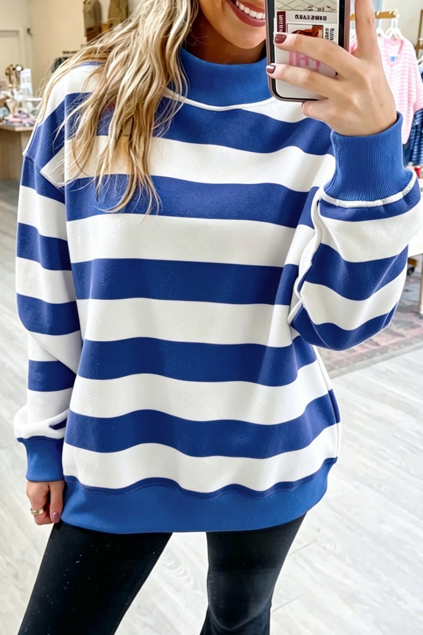 Blue and White Crewneck