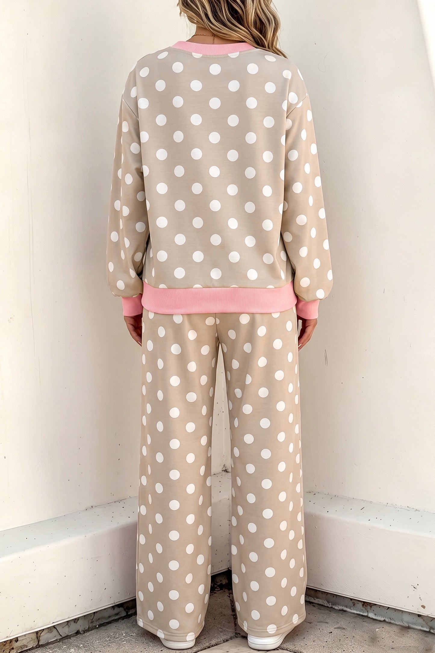Khaki Polka Dot Pant Set
