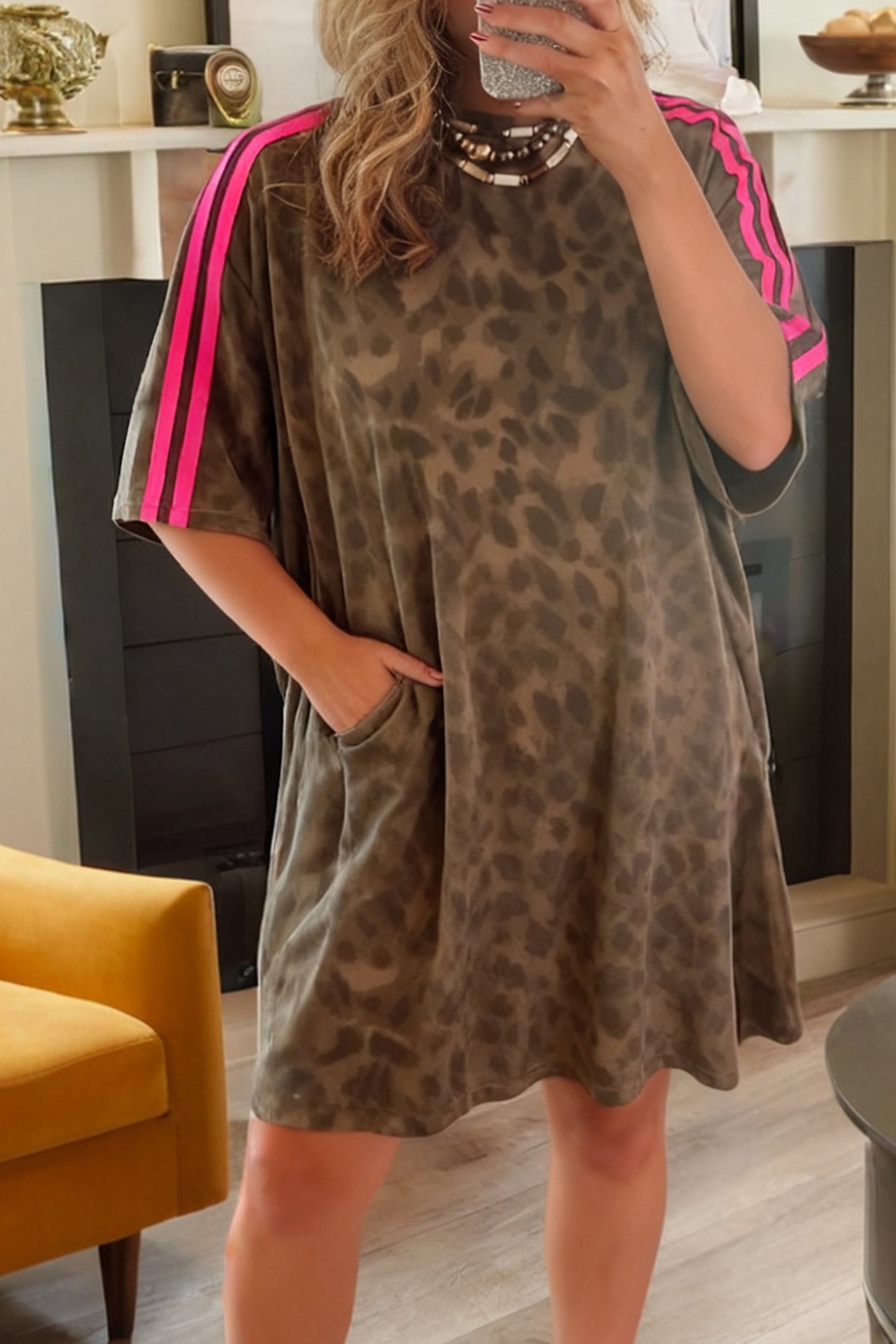 Brown and pink Leo Dress