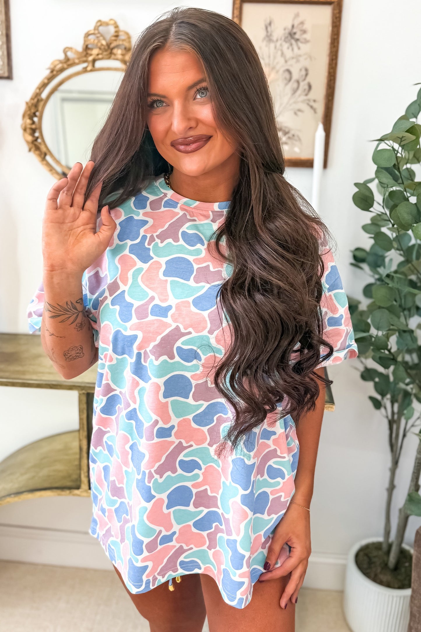 Pink And Blue Camo Tee