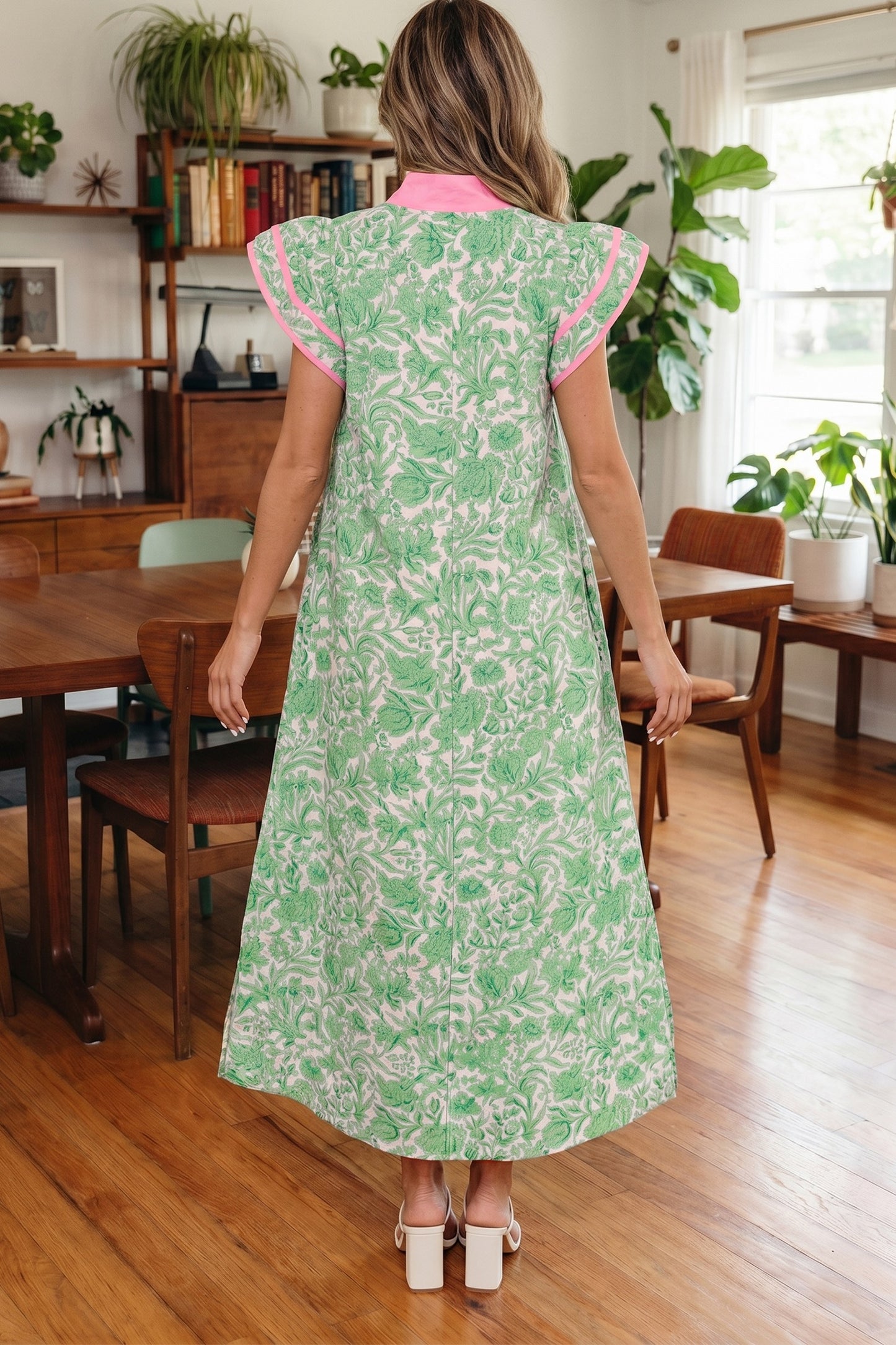 Green Floral Midi Dress