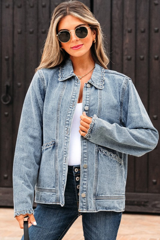 Scallop denim jacket