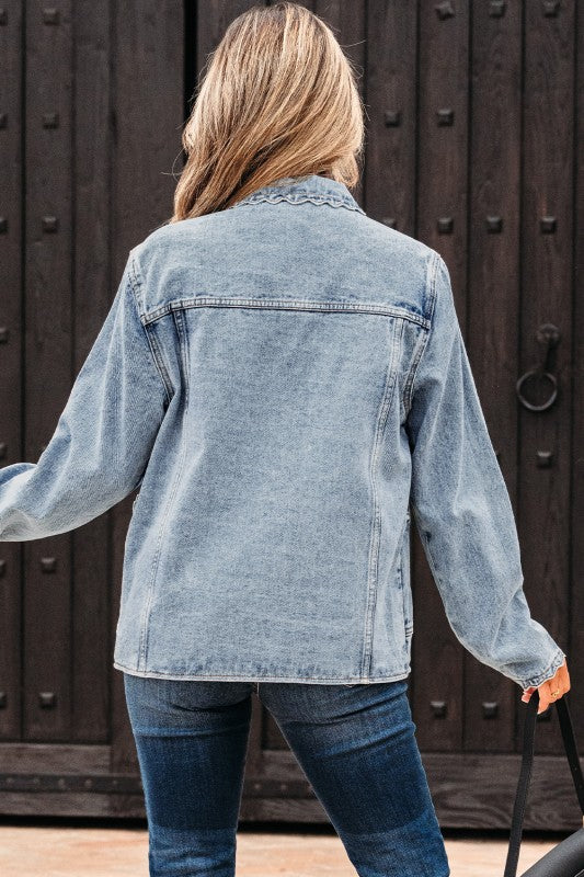 Scallop denim jacket