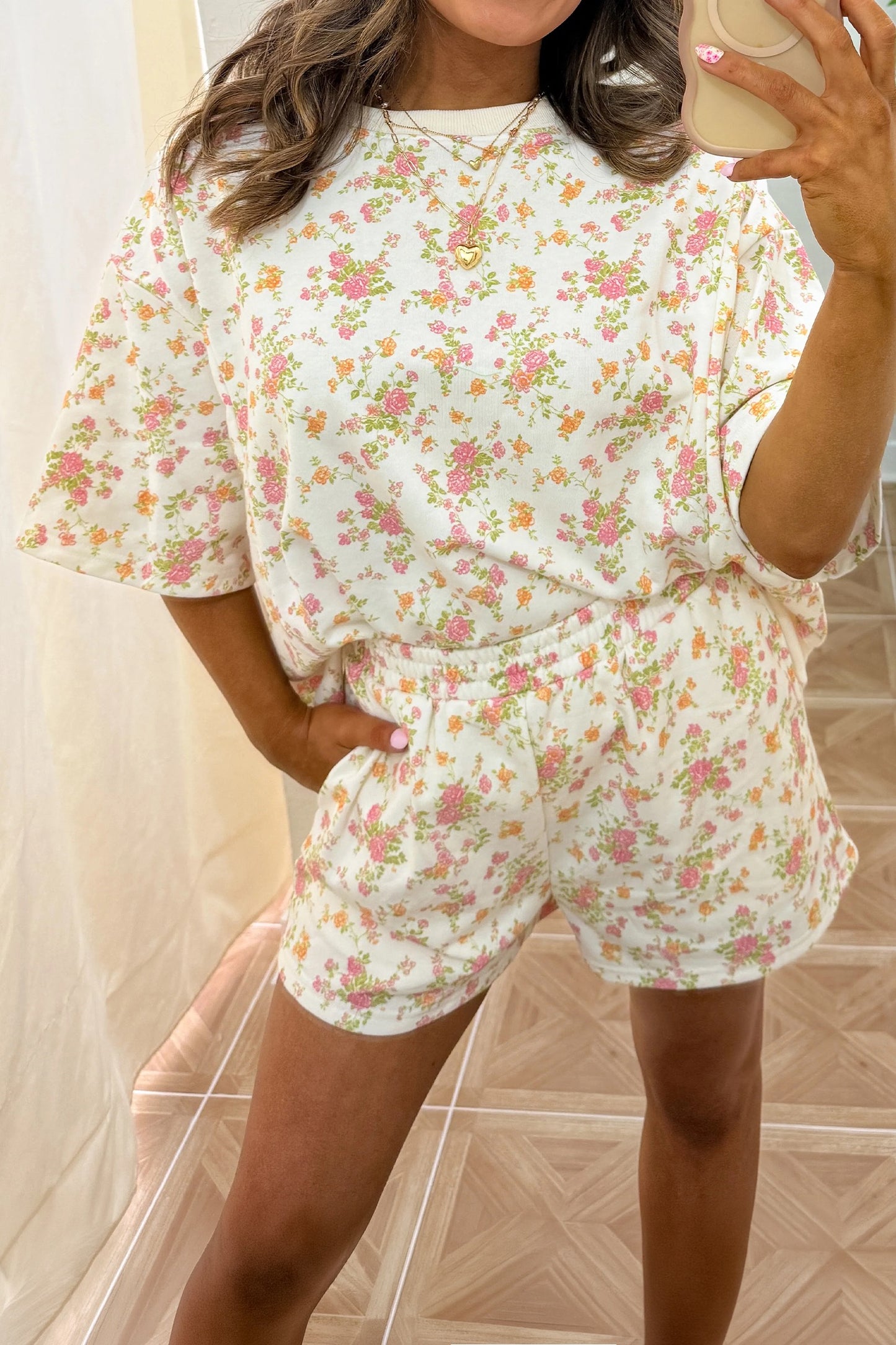 Pink Floral Shorts Set