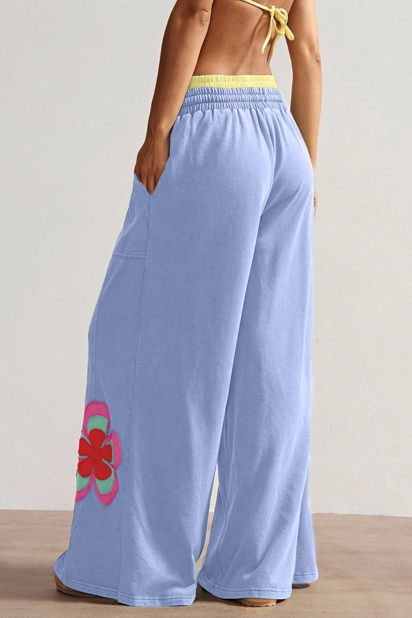 Sky Blue Patchwork Pants