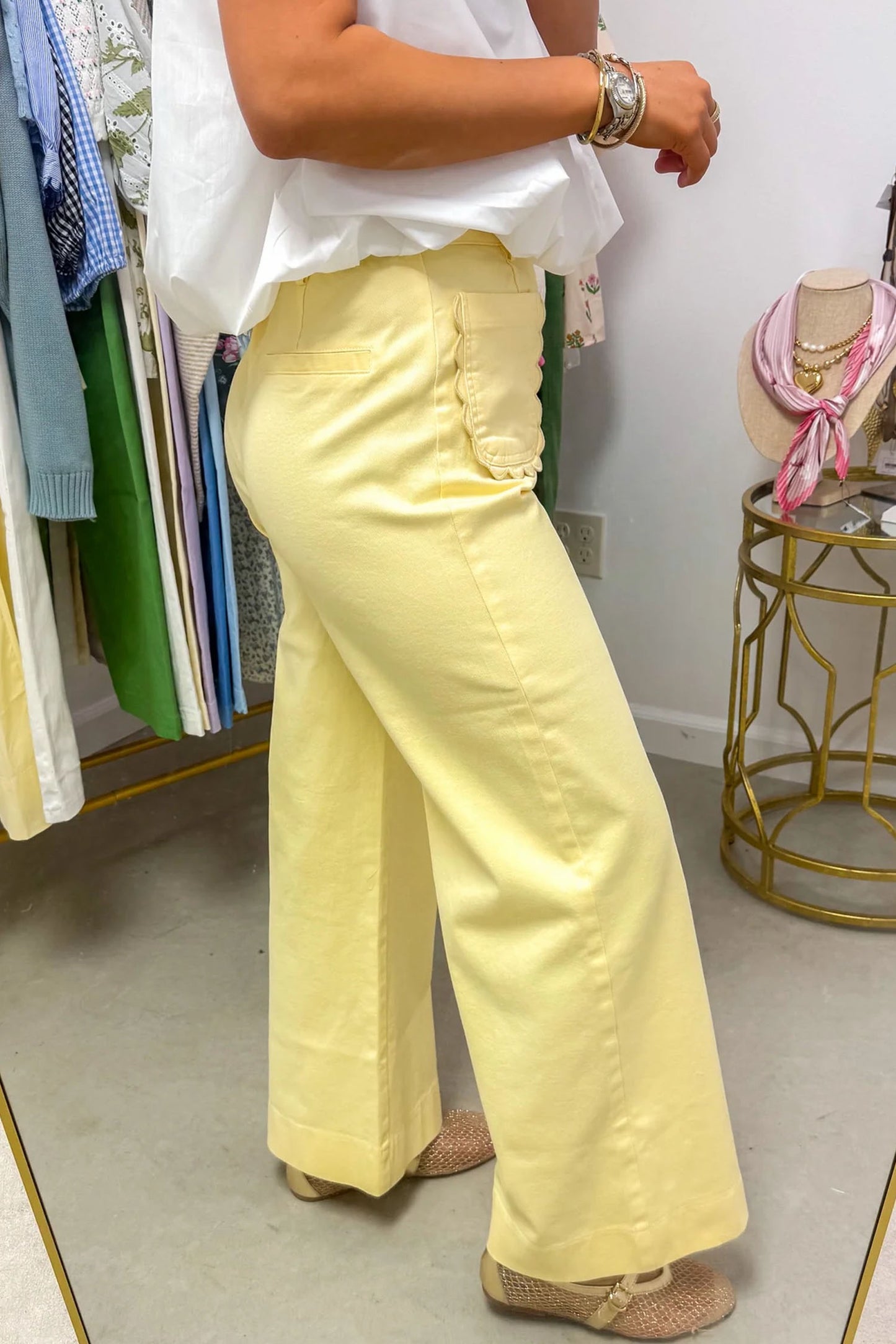 Yellow Scallop Pants