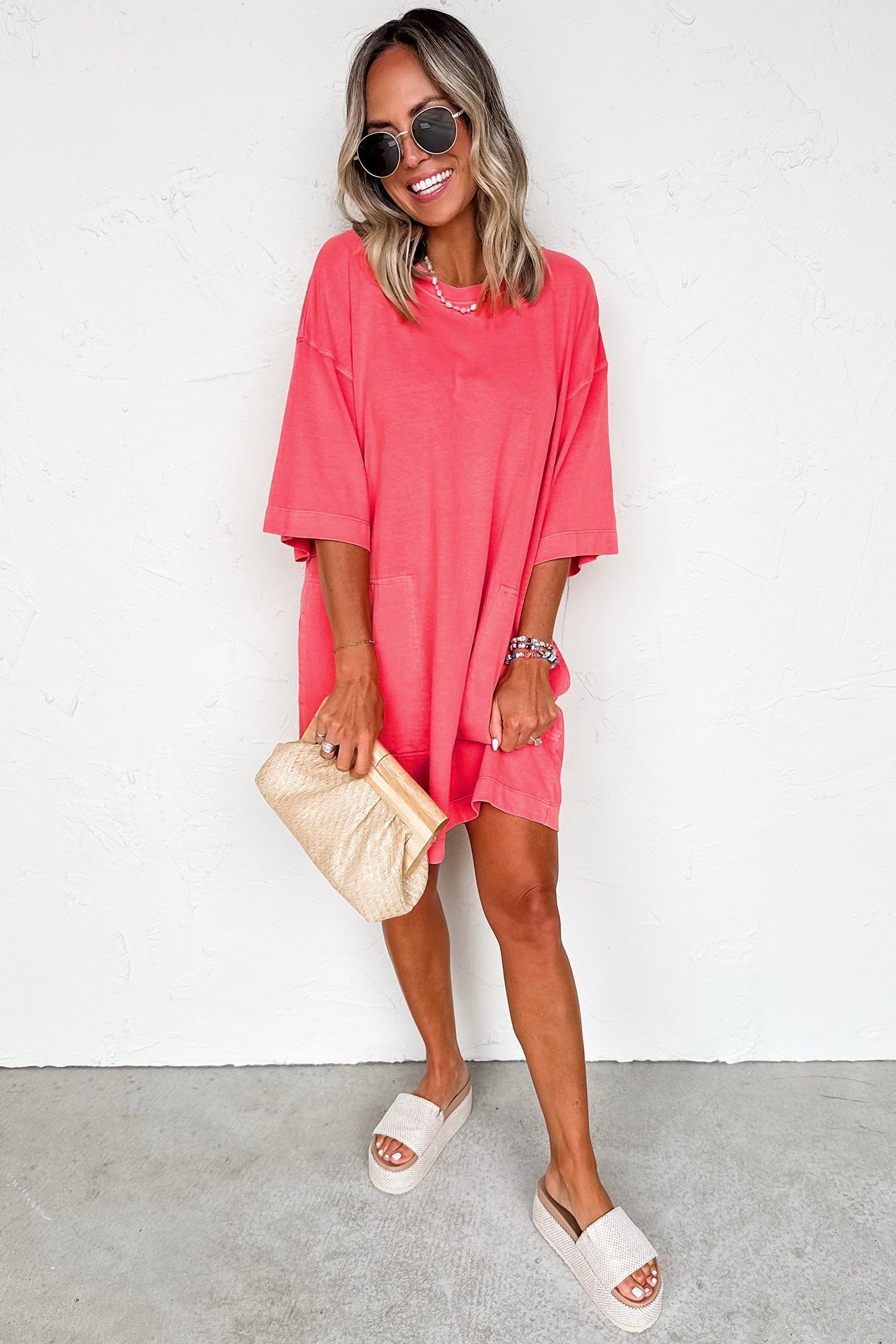 Coral Paradise Tee Dress