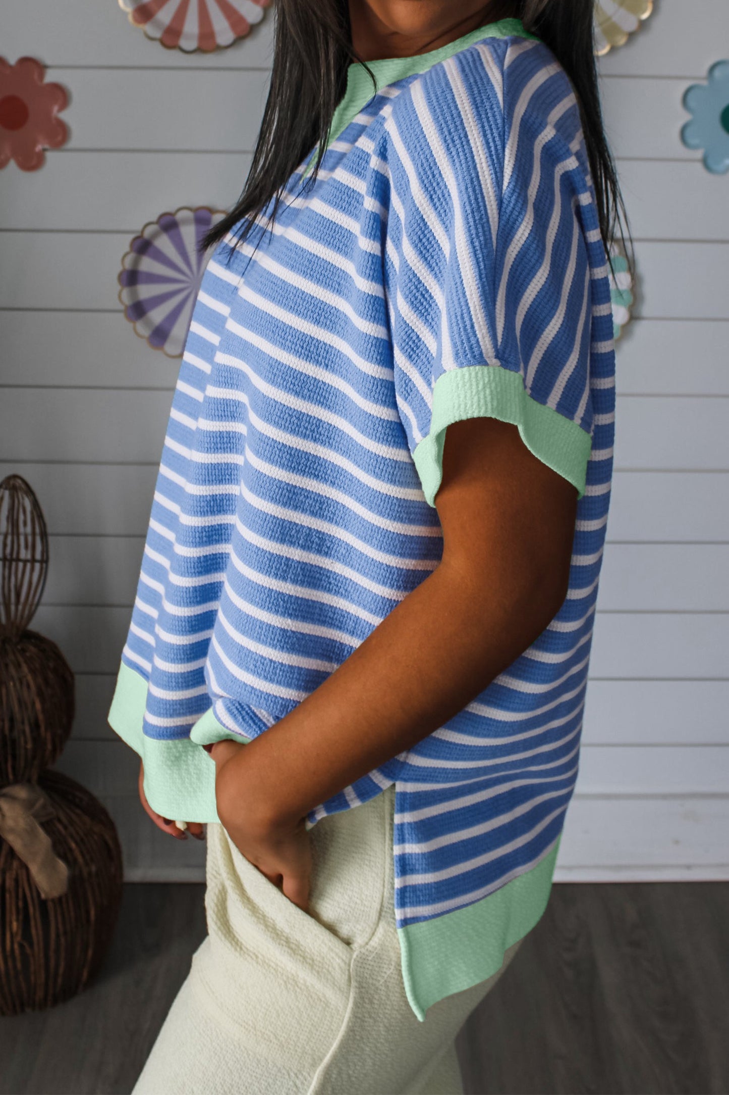 Sky blue Trim Top