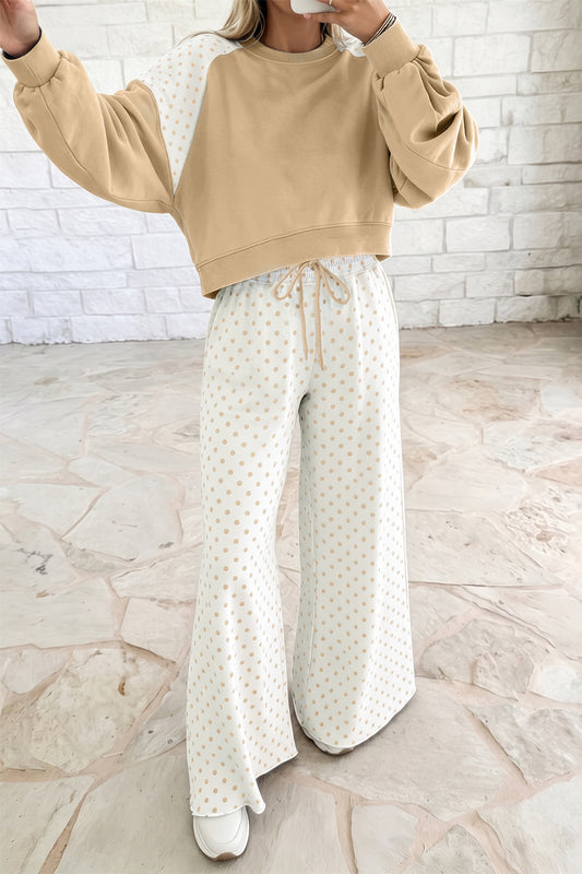 Polka dot Casual Long sleeve pullover set