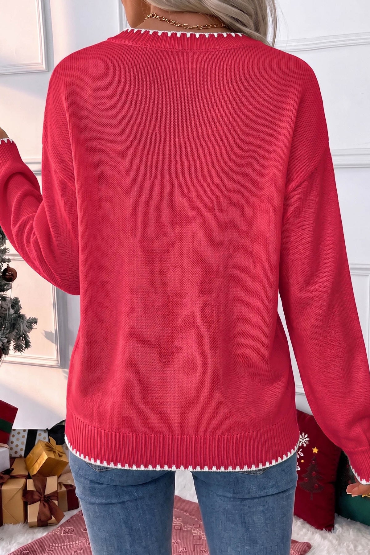 Racing Red Christmas Tree Ribbon sweater