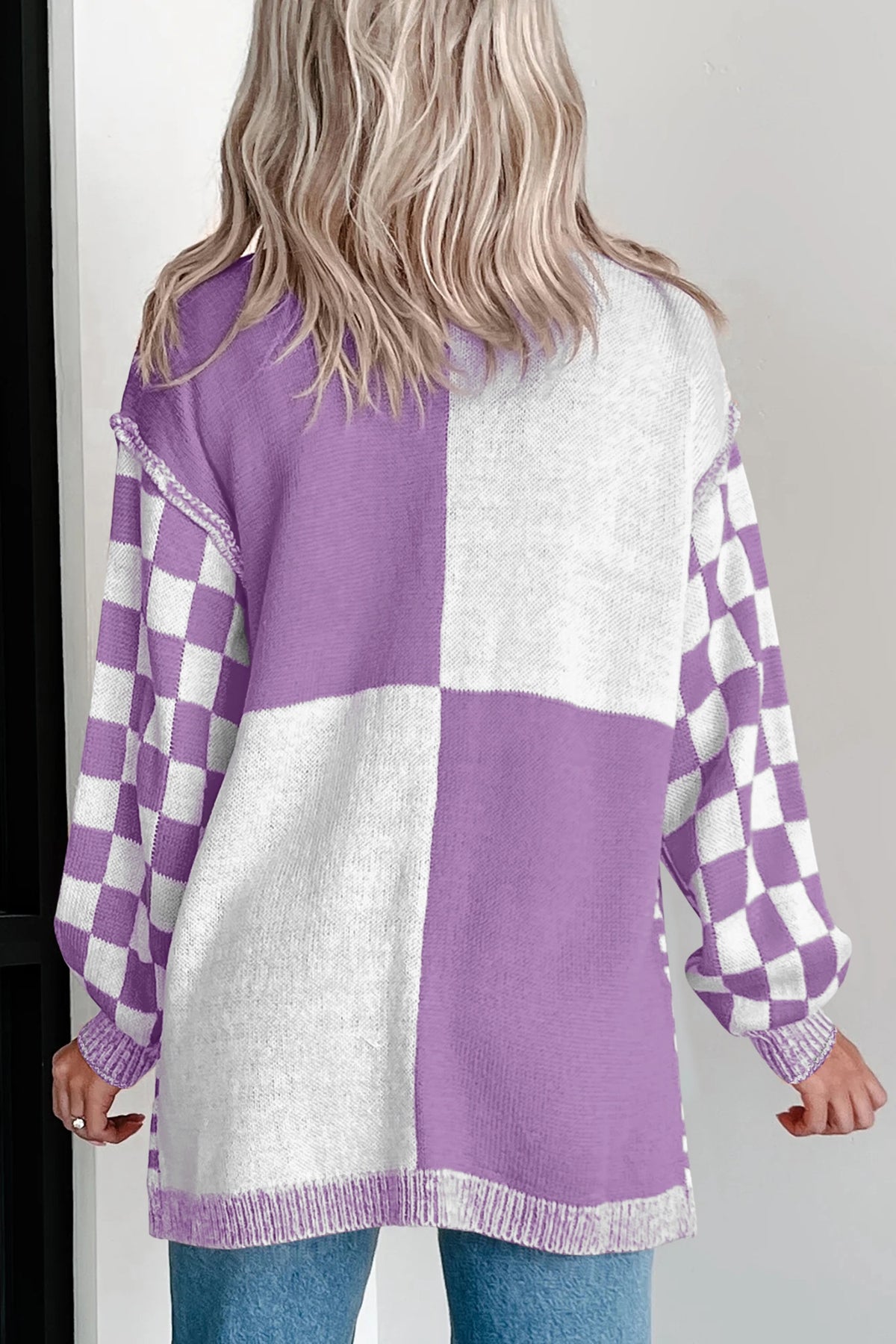 Purple Check Cardigan