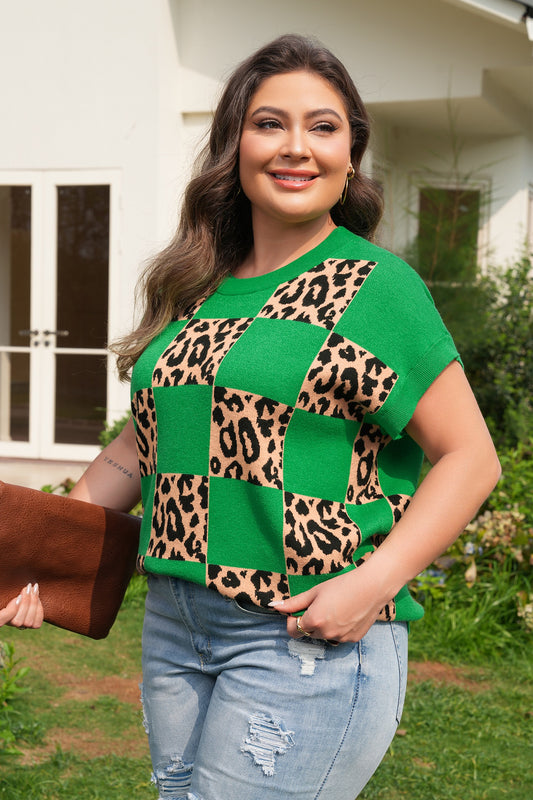 Leopard Check Sweater