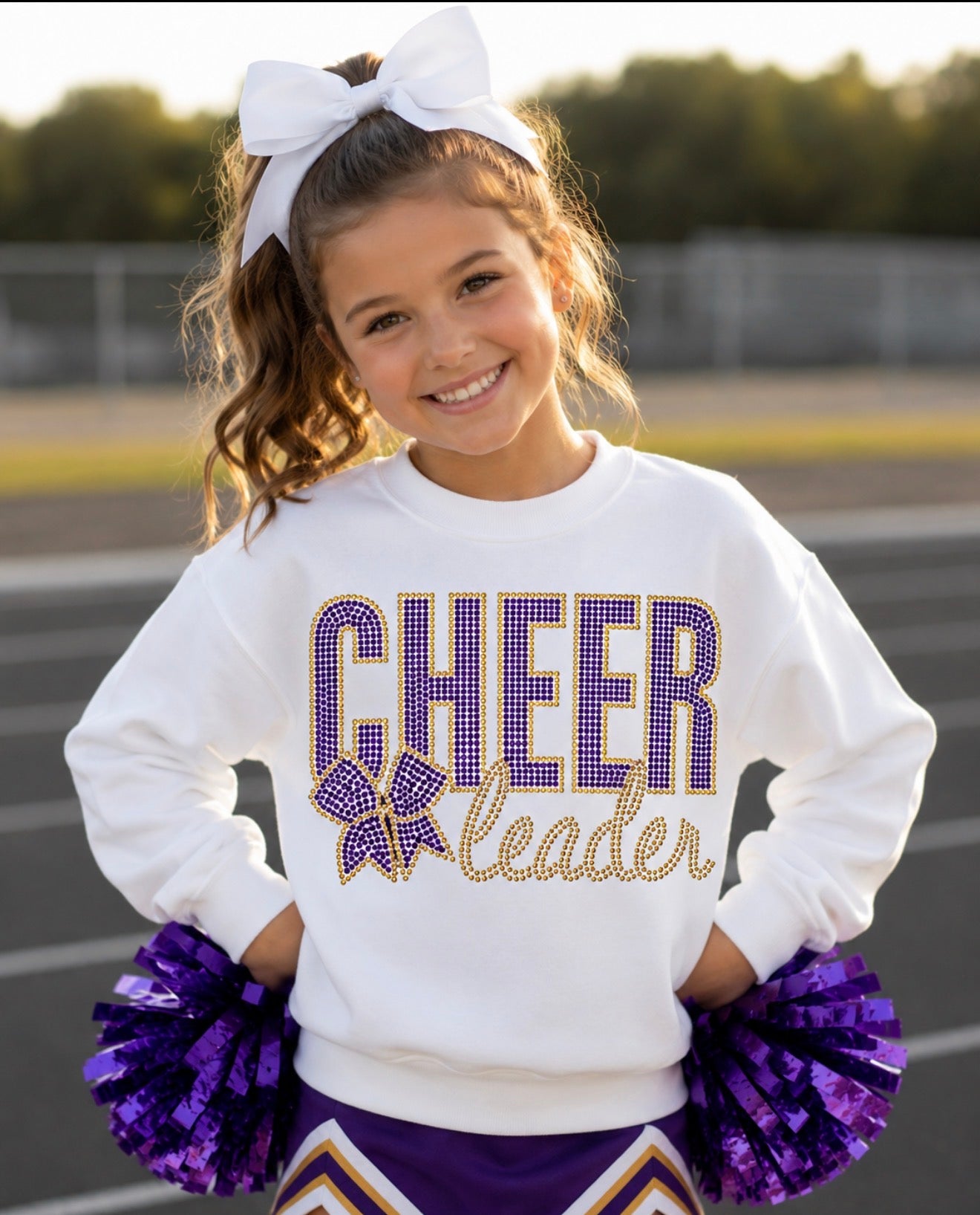 Purple and Gold Cheer Leader Crewneck