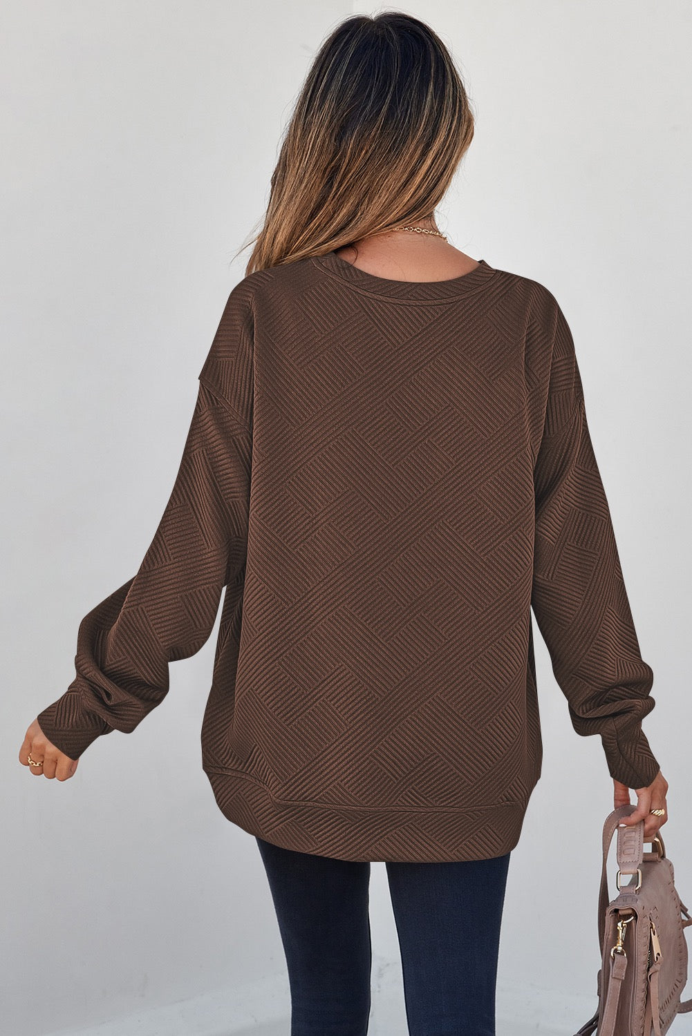 Textured Round Neck drop shoulder Top
