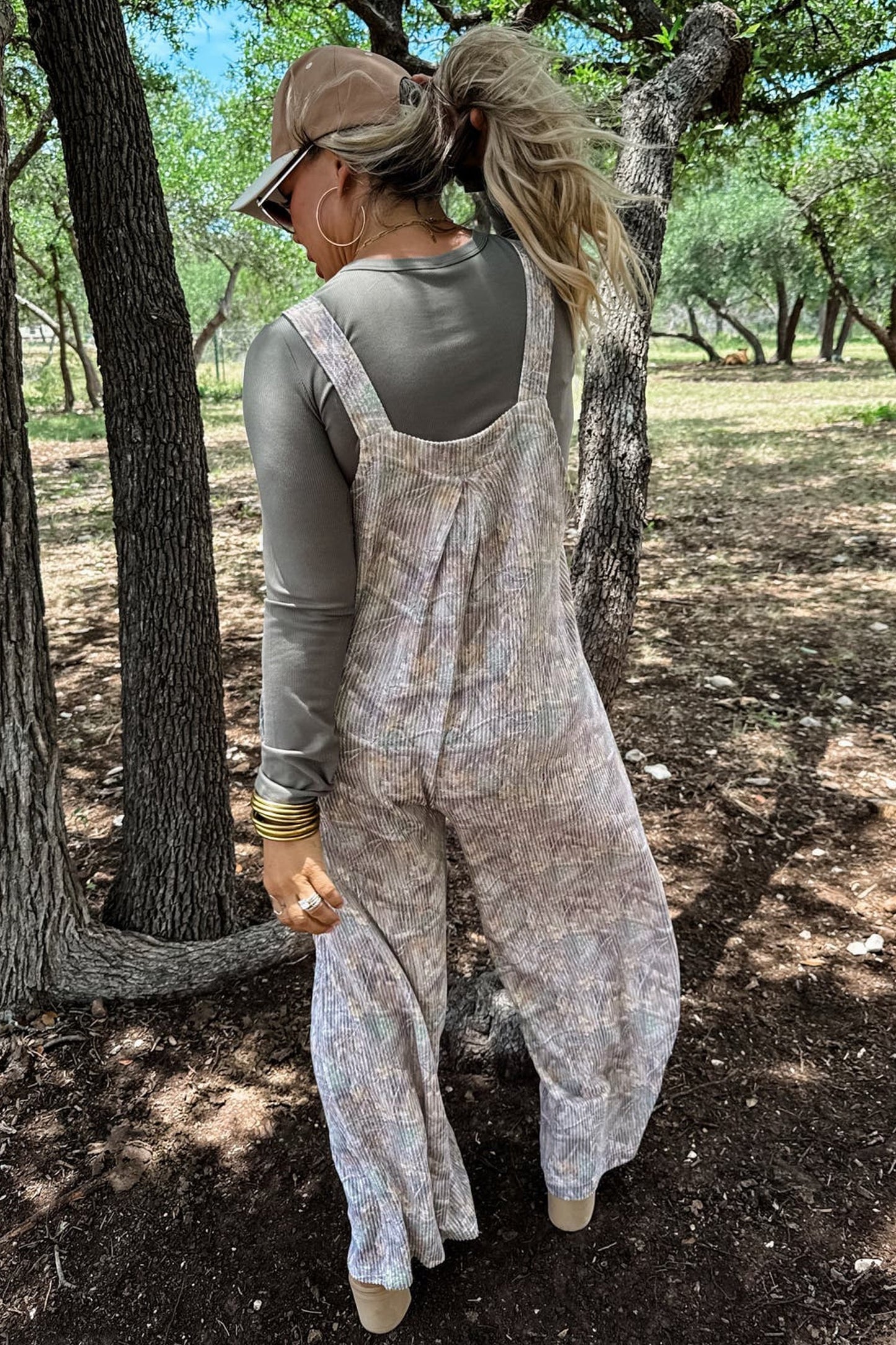 Brown Camouflage Twist Ribbed
Sleeveless Full-Length Casual Jumpsuit