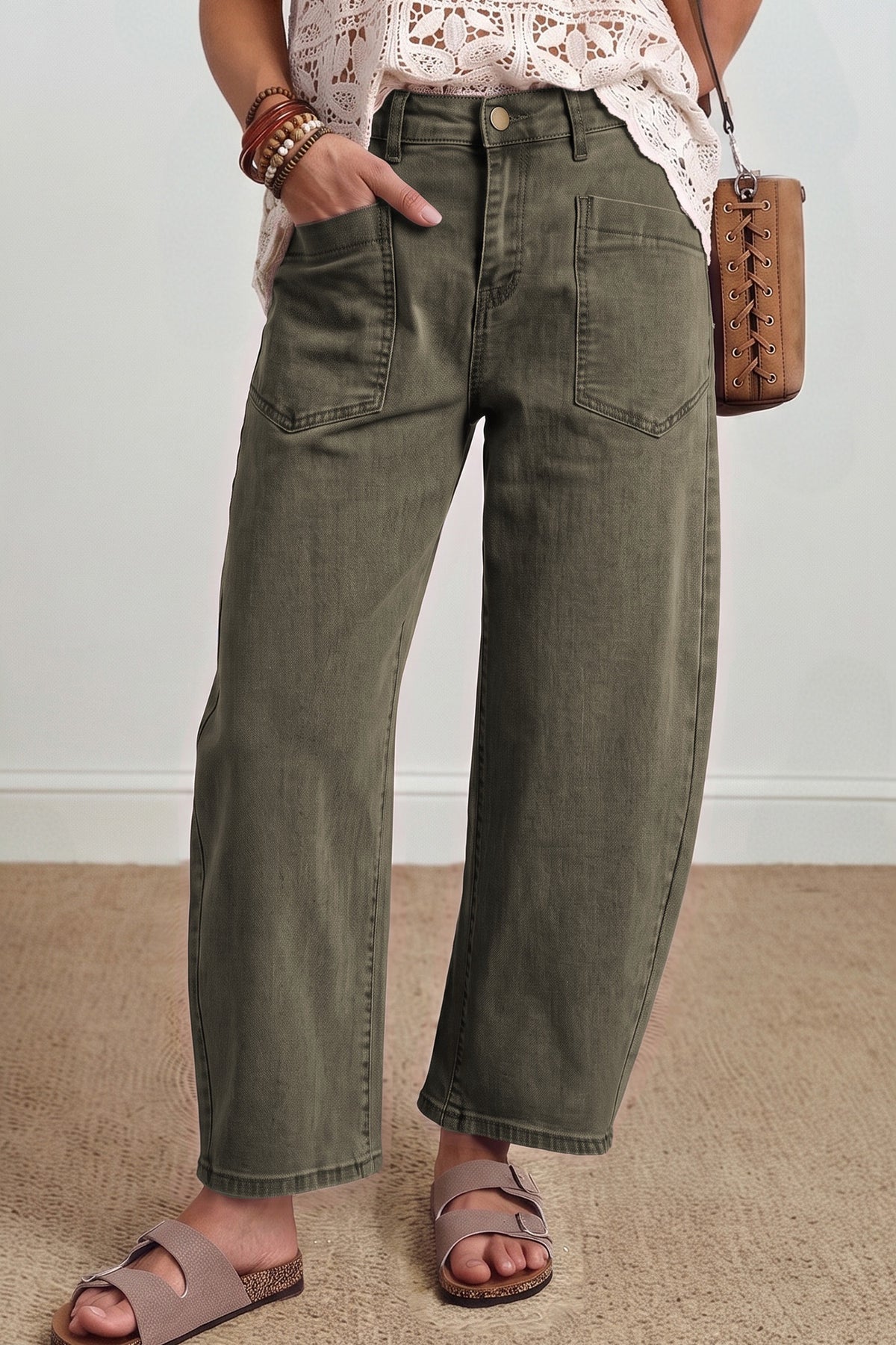 Clover ankle length barrel jeans