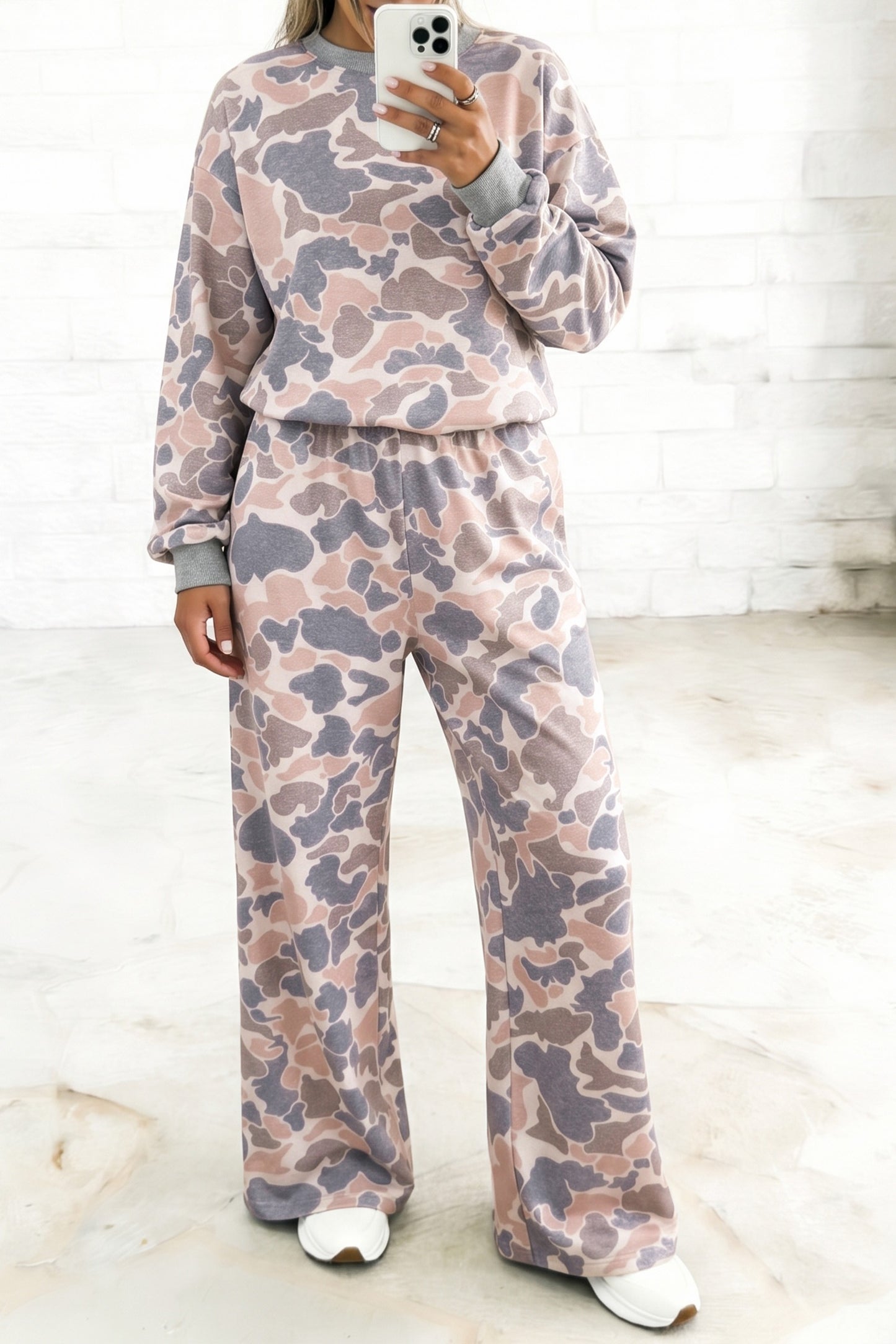 Long sleeve camo lounge set