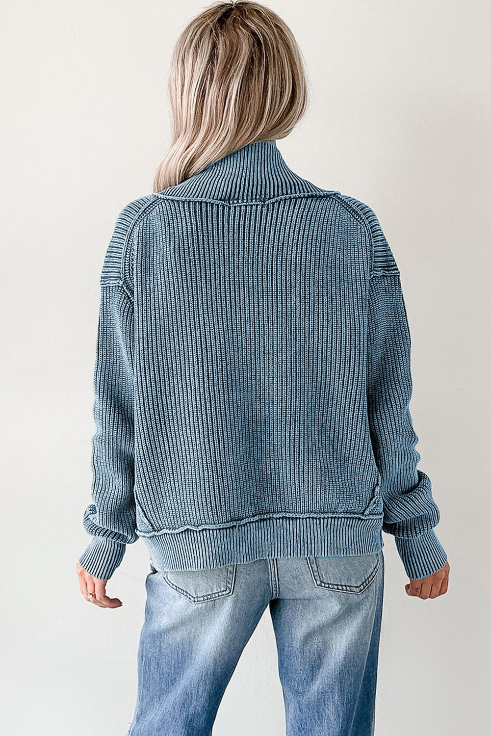 Mineral Wash exposed seam Cardi