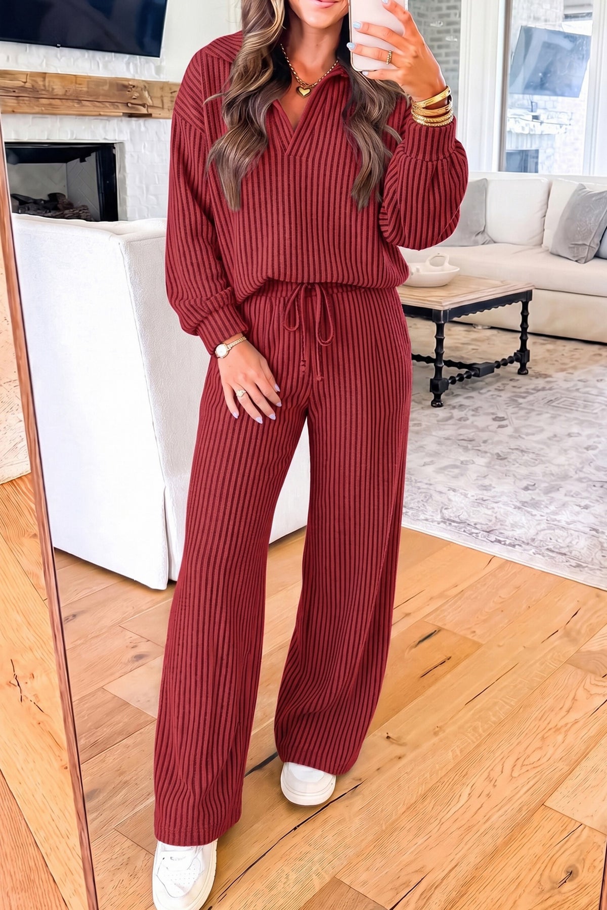 Racing red ribbed set
