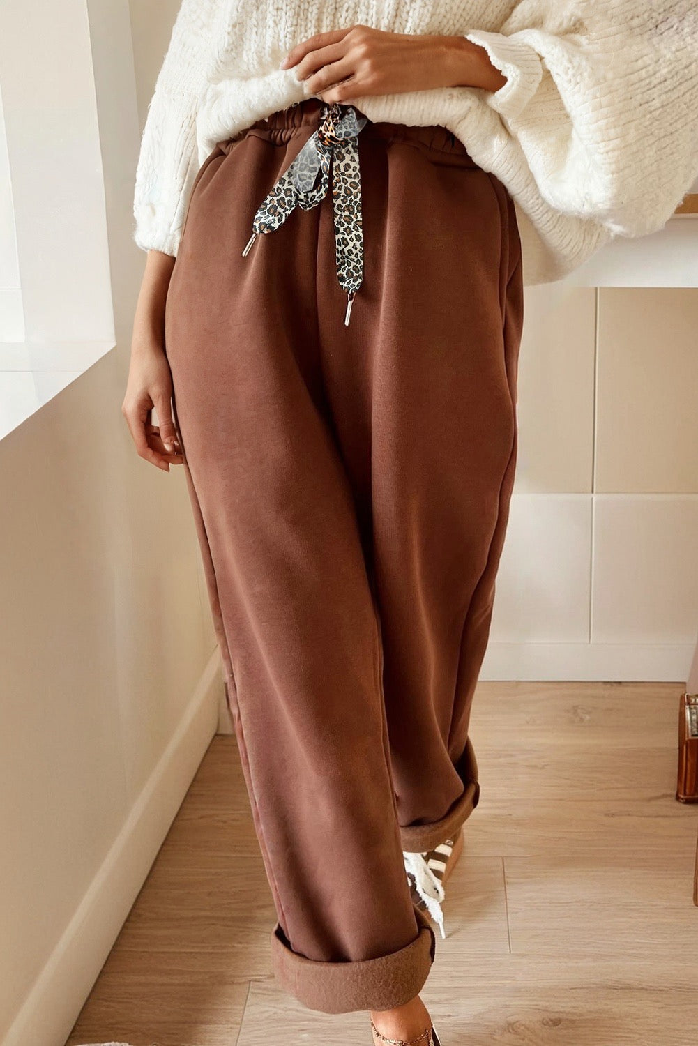 Fleece lined drawstring pants