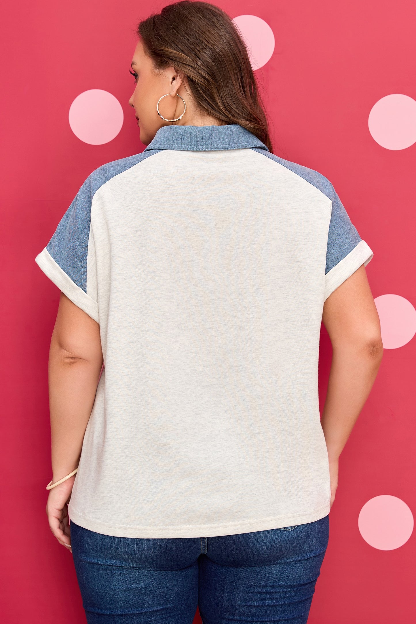 Contrast denim top Plus
