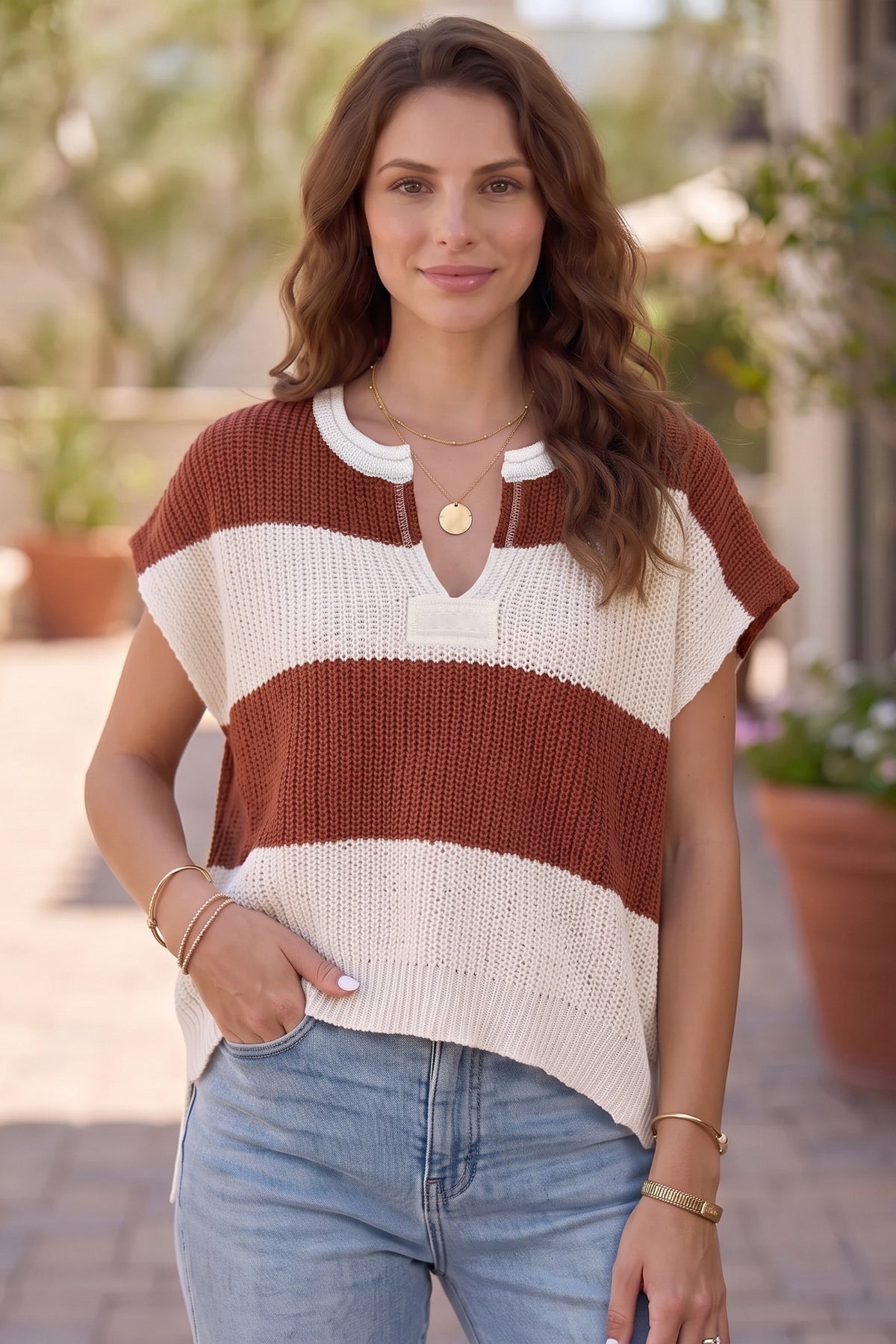 V Neck loose sweater top