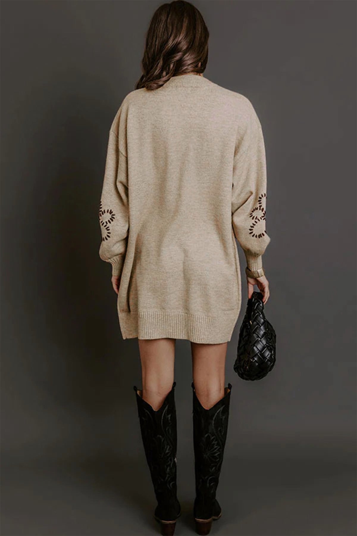Floral Puff Sleeve Sweater Dress